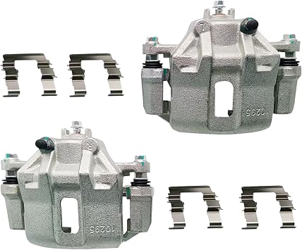 2 Pcs Brake Calipers Assembly 19B3300 19B3301 Fit for 2006-2011 Hyundai Accent Kia Rio Dodge Attitude, Left & Right Front Disc Brake Calipers with Bracket