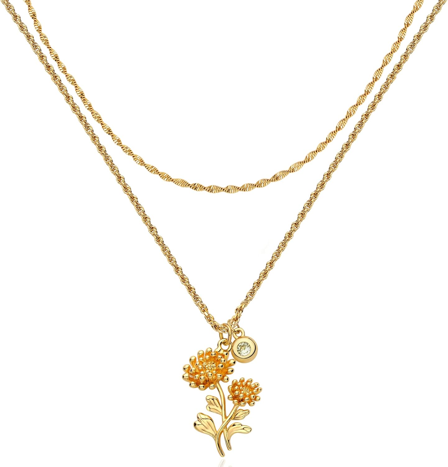 18K gold plated birth flower necklaces for women personalized custom