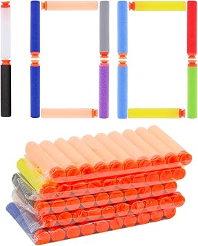 WALWAL 100 PCS شفط دارت رغوة حزمة رصاصة عبوة - متوافق مع N- سترايك، معامل و أكو سترايك النخبة سلسلة - آمنة رغوة رصاصة للأطفال والمراهقين والكبار