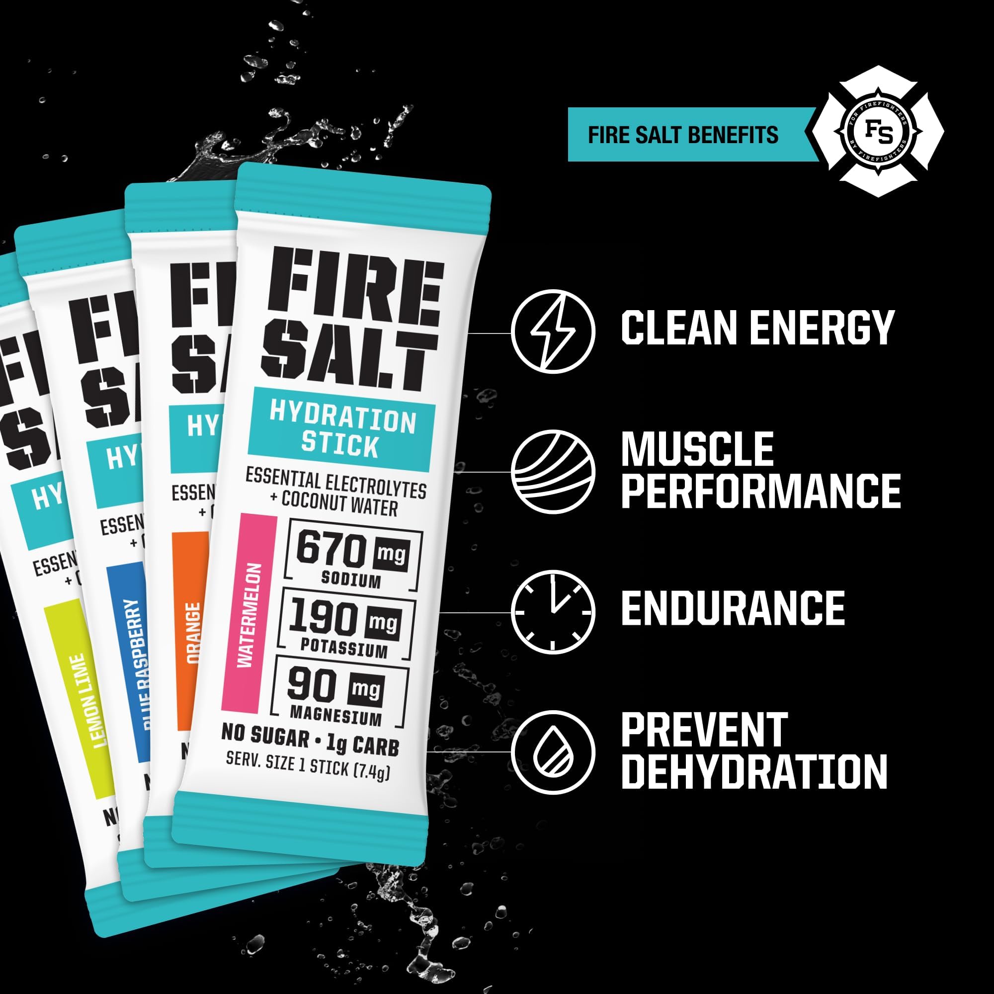 Fire Salt 4 Flavor Starter Kit Hydration Sticks, Zero Sugar, 12 Count — Amazon image 2