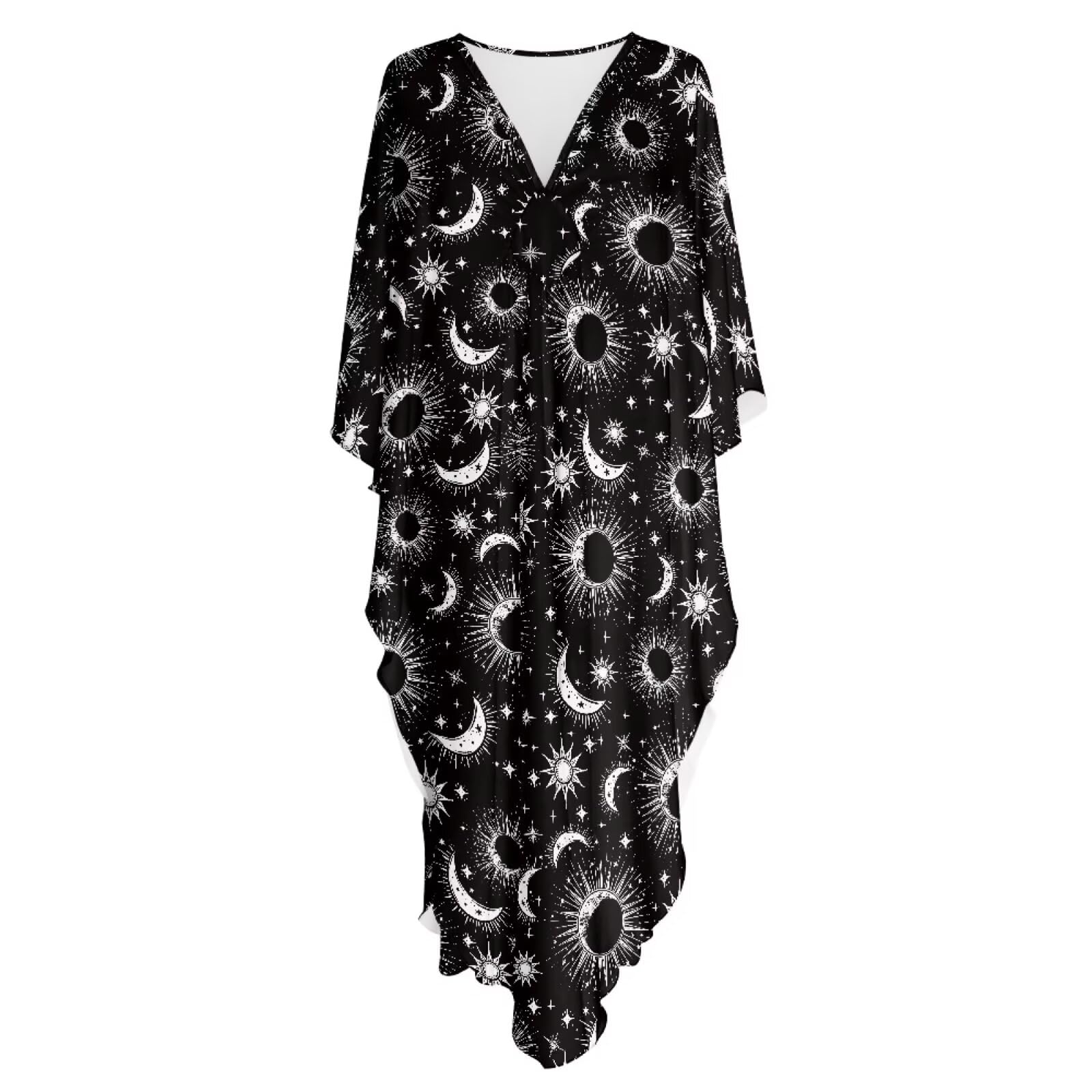 Poceacles Traje de baño de verano para mujer, talla grande, vestido caftán, para descansar, playa, mangas de murciélago, trajes casuales