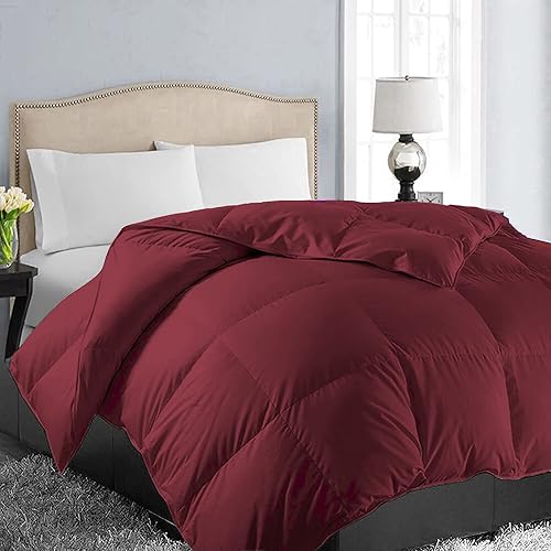 EASELAND California King Down Alternative Comforter - Quilted Duvet Insert for All Seasons, Soft Lightweight with Corner Tabs, Summer Winter Warm Bedding, Burgundy 96x104 Inches