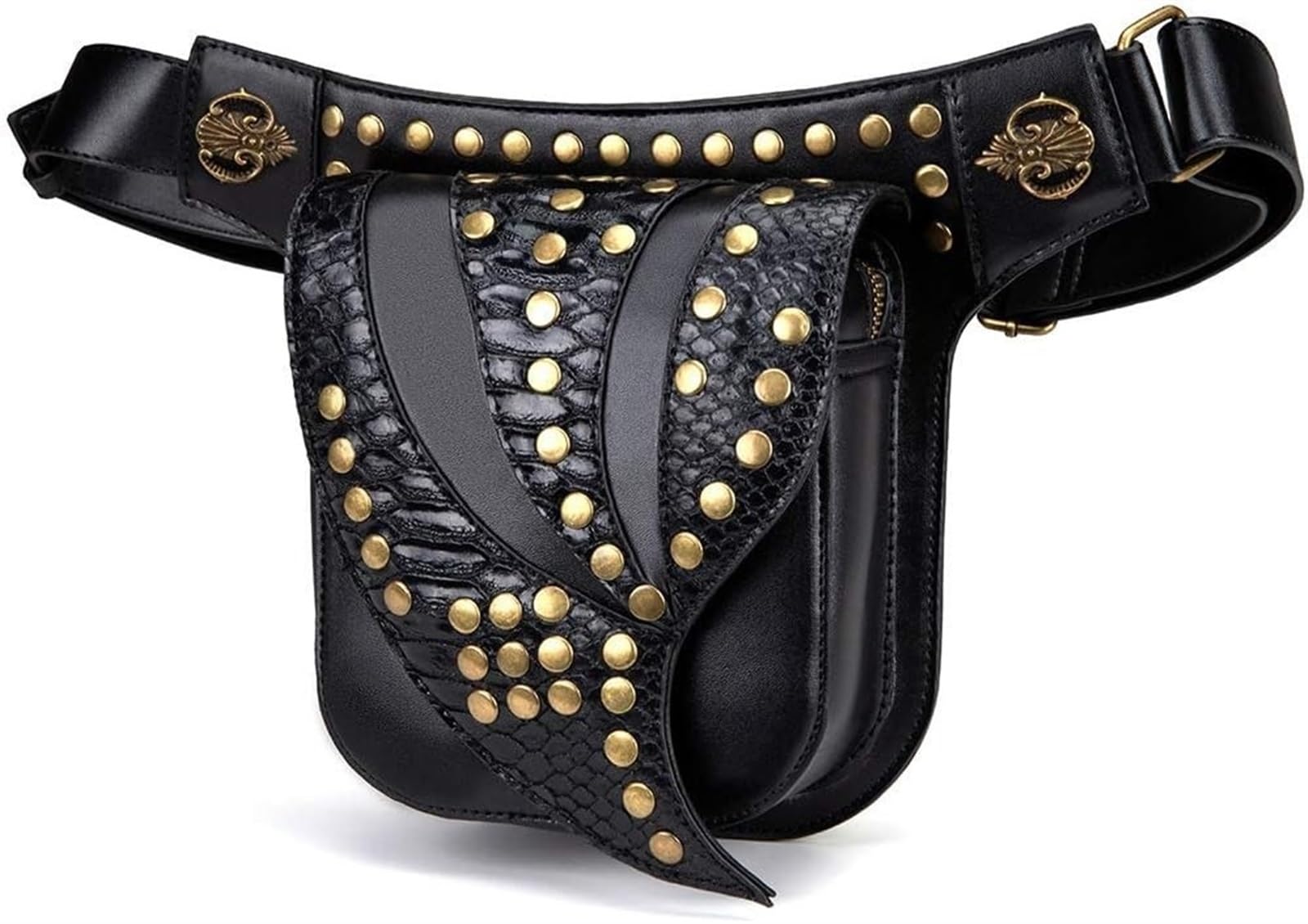 Hüfttasche Motorrad Bauchtasche Crossbody-Bag Leder Beintasche Männer Und Frauen Rock Rivet Fanny Packs Leg Bag Wasserdicht Strapazierfähig Outdoor-Sport Bein Tasche Leg Pouch Beinpack