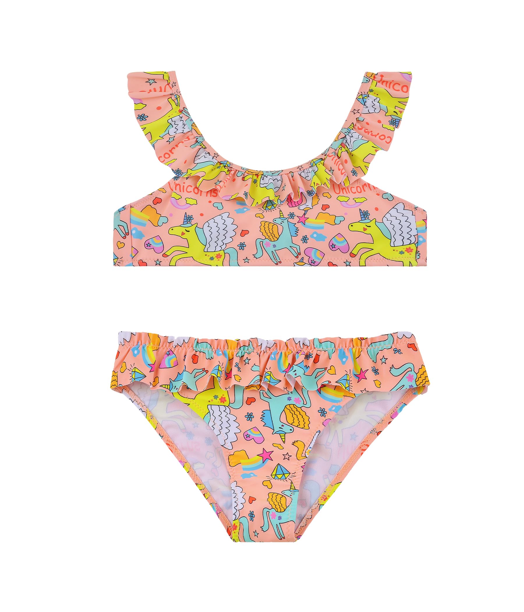 Power Flower Traje de baño de niñas Traje de baño de Dos Piezas con Volantes Conjunto de Traje de baño Tankini Ropa de Playa para niños pequeños 4-16 Niña