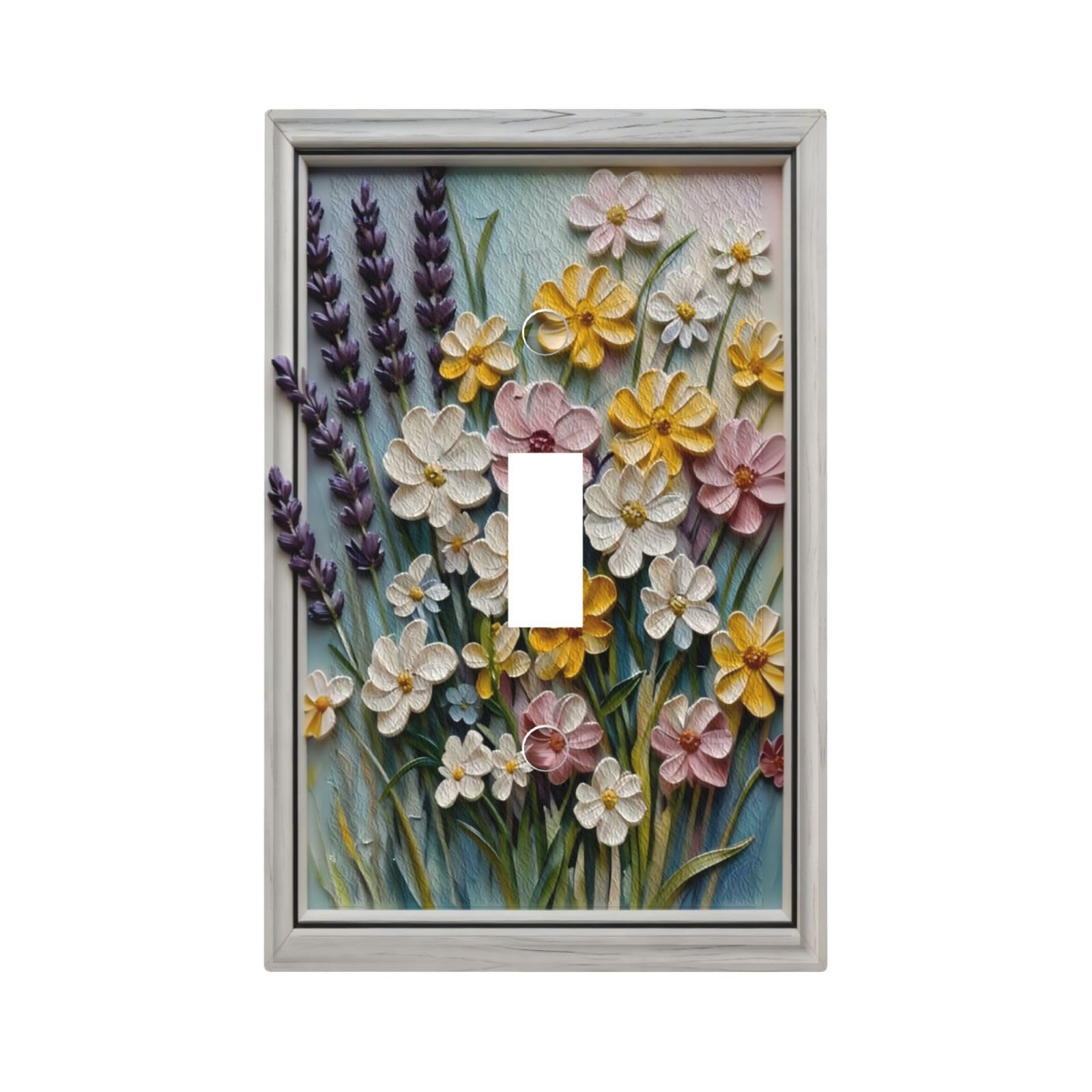 Plaque interrupteur fleurs sauvages pastel cache mural décoratif à bascule