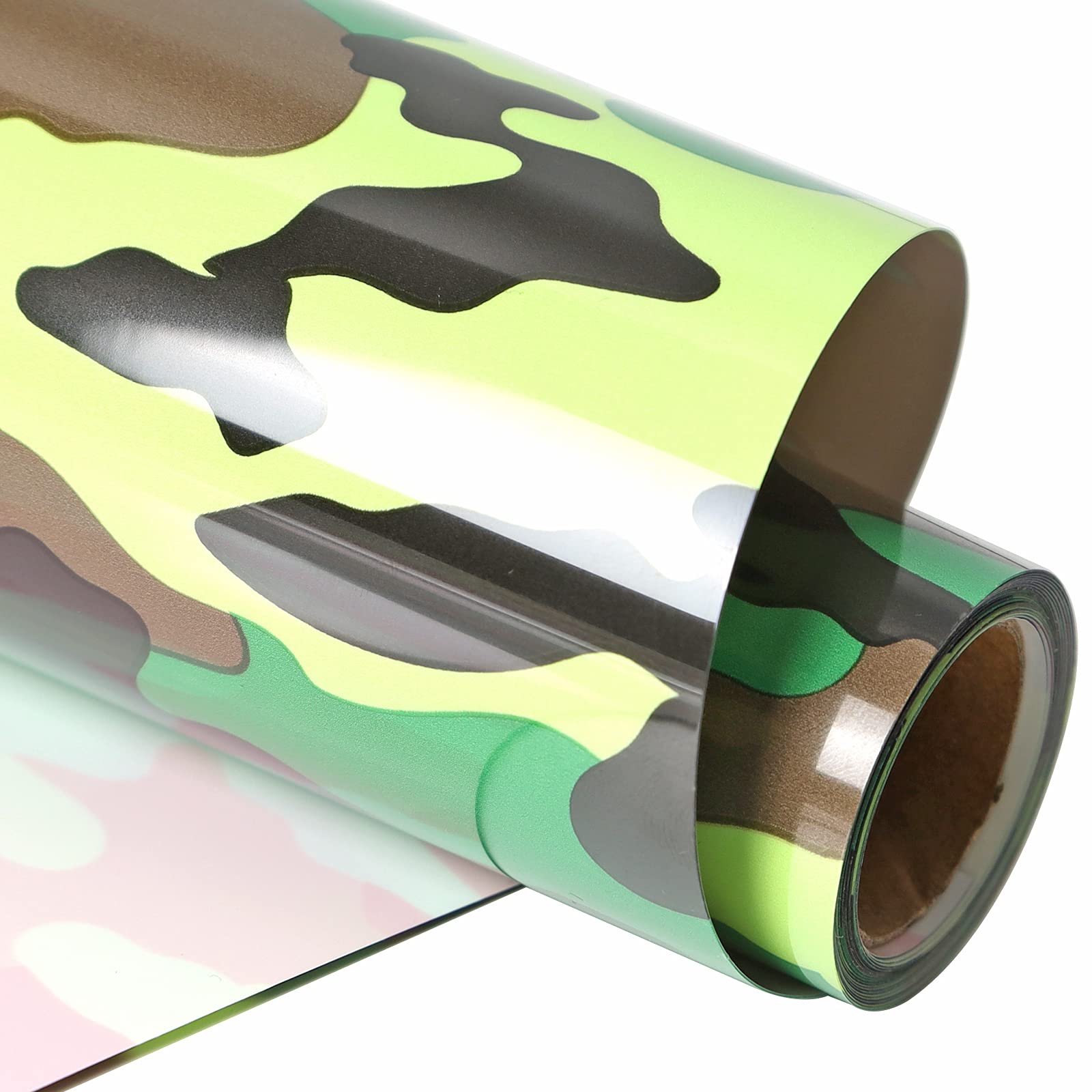 guangyintong Heat Transfer Vinyl Camouflage Green HTV Rolls, 12" x 8ft