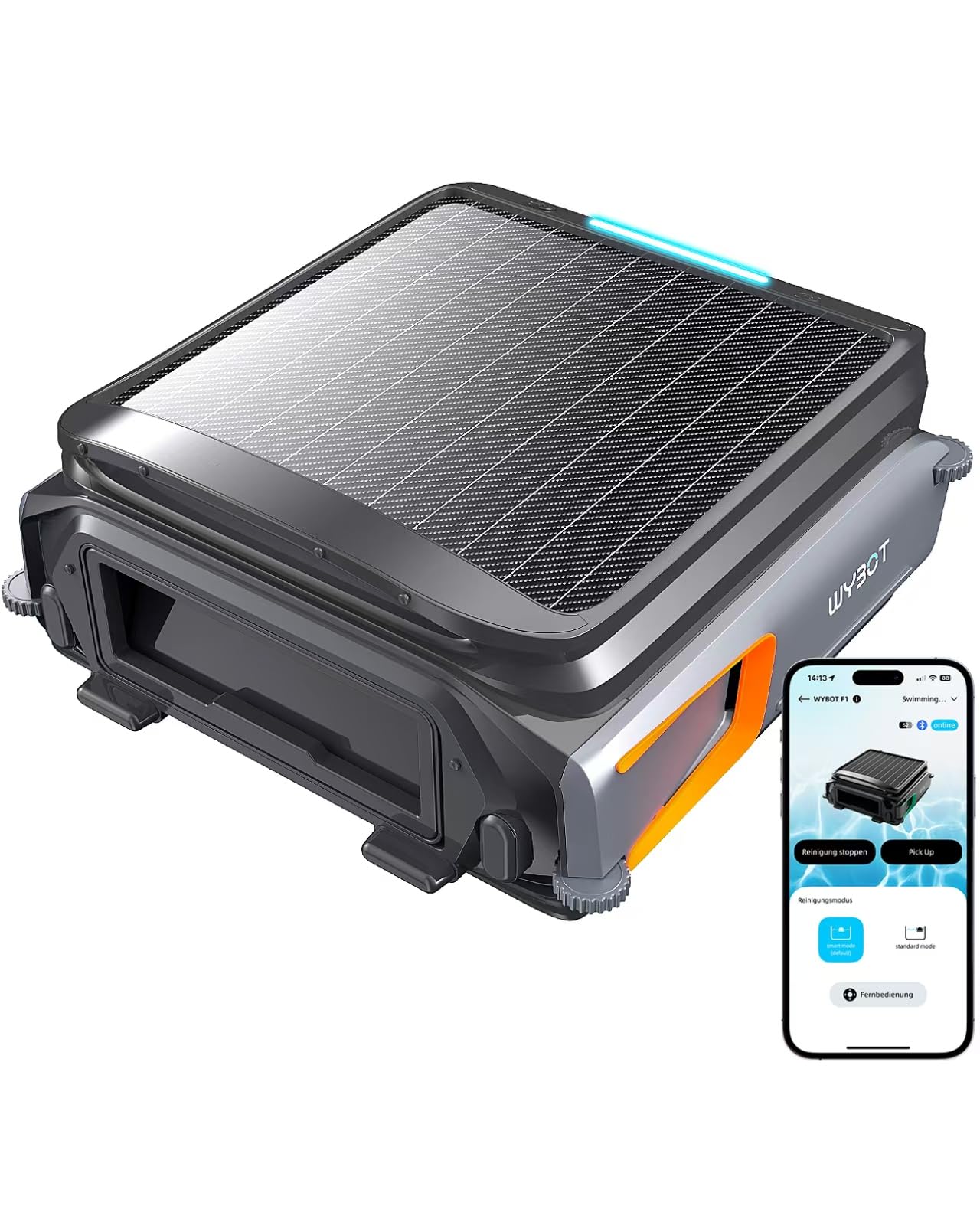 WYBOT F1 Solarpoolskimmer, Akku-Poolroboter,Ultra-Leise, App-Steuerung, Energiesparsystem - 8h Reinigung Für Alle Poolty