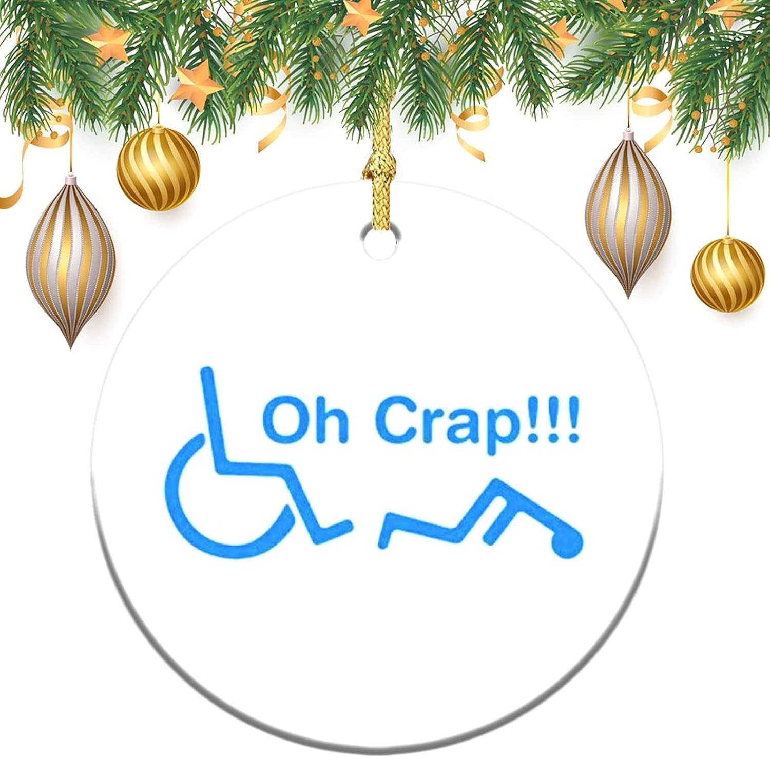 Oh Crap Custom Wheelchair Funny Ornament Ideas for Decorating Christmas Trees