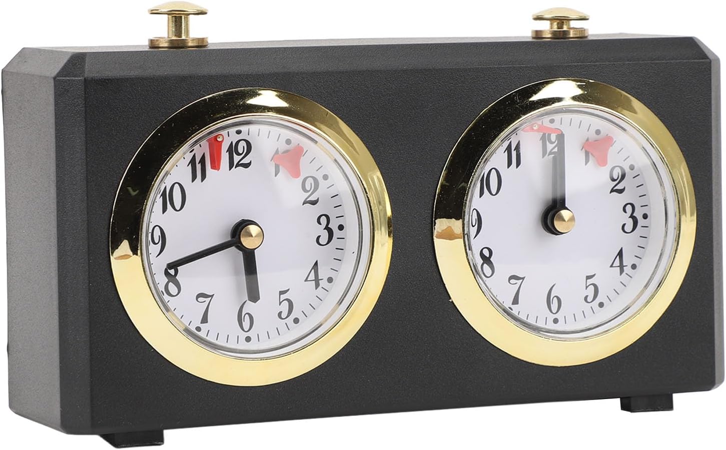 Analog Chess Clock Professional Wind Up Mechanical Timer Vintage Design Large Easy to Read Dials for Chess Tournaments and Chinese Chess Games ABS and Iron Construction 15.4 x 5.5 (Black)