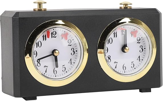Chess Clock, Analog Timer Wind Up Mechanical Chess Clock with Large Easy to Read Dials Chess Clock Timer Count Up Count Down Timer for Board Game International Chess, No Battery