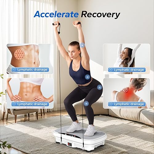 Miniatura 2 de MERACH Vibration Plate Exercise Machine, Vibration Plate for Lymphatic Drainage Weight Loss, Vibrating Plate Exercise Machine with Bluetooth and LED