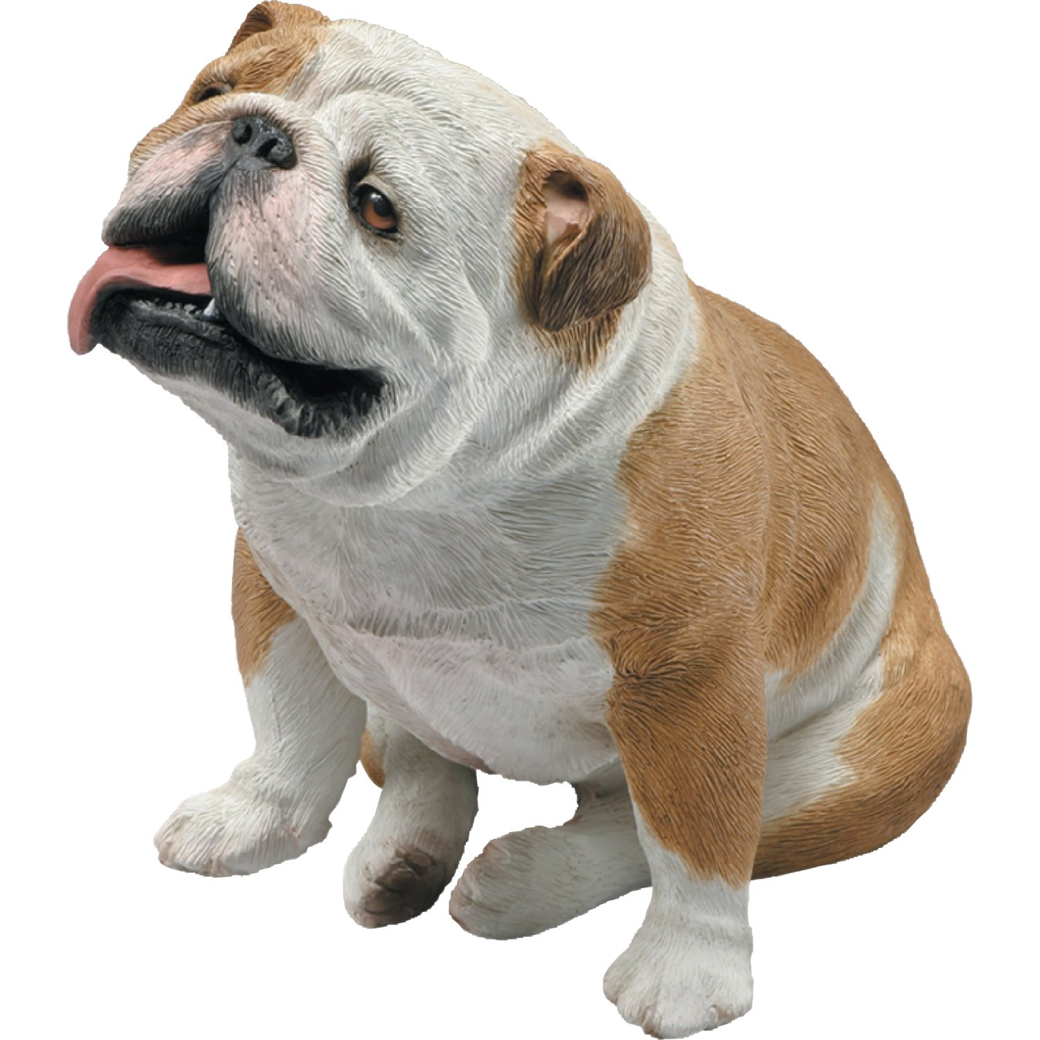 Polyresin Original Size Fawn Bulldog Sculpture - Sitting (Multi).