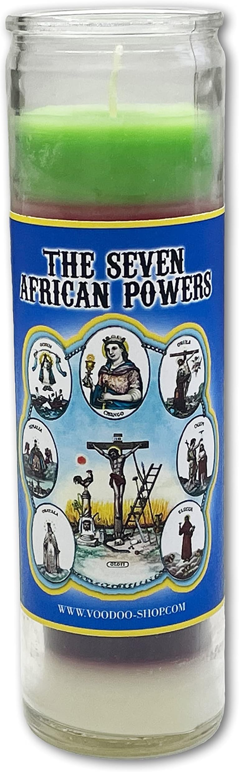 The Voodoo Shop Hoodoo Glass Candle - Seven African Powers | Candle with Ritual Instructions | Solve All Problems