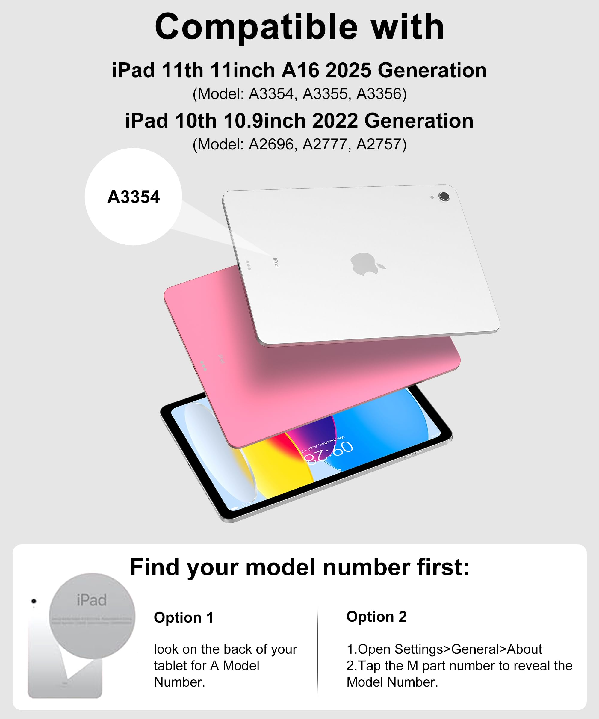 for iPad 11th 10th Generation Case with Keyboard, Magic Keyboard for iPad A16 11inch 2025 & 10.9inch 2022 with Upgraded Multi-Touch Trackpad, 7-Colors Backlight, Floating Cantilever Stand, Black