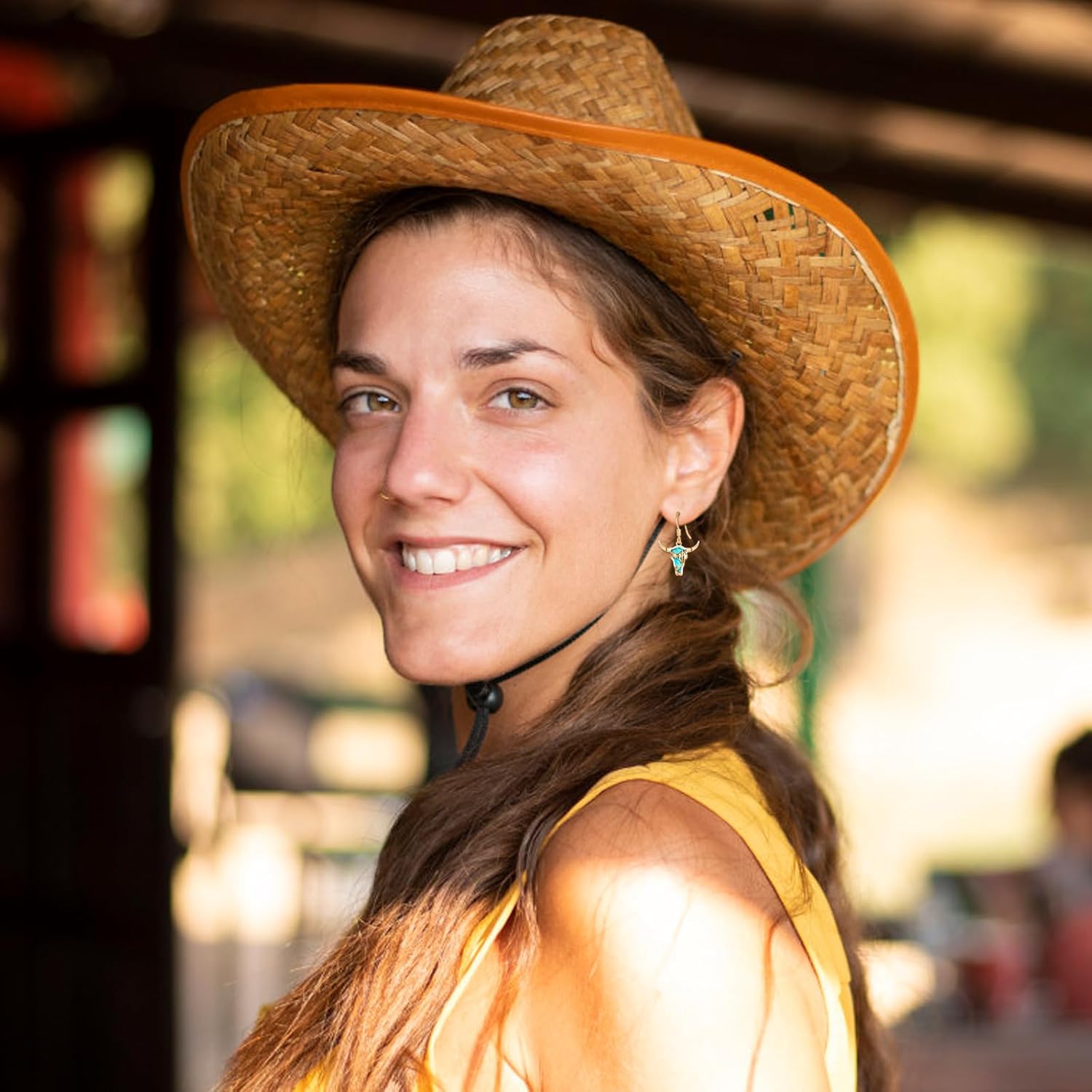 Midir&Etain Turquoise Earrings 925 Sterling Silver Texas Western Cow/Cactus/Boot/Dreamcatcher/Horseshoe Dangle Earrings Cowgirl Cowboy Jewelry for Women - Image 4