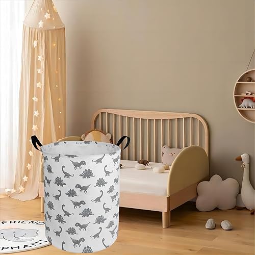 Miniatura 4 de ZUEXT Cesta de lavandería grande de dinosaurio de 19.7 x 15.7 pulgadas, impermeable, plegable, con asas, para ropa, habitación de niños, guardería,