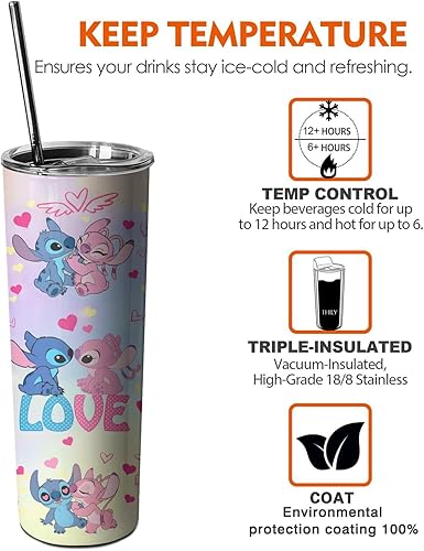 Miniatura 6 de Geubuxi Divertida botella de agua de dibujos animados para adultos, taza de acero inoxidable para niños con popote y tapa, taza térmica de 20 onzas,