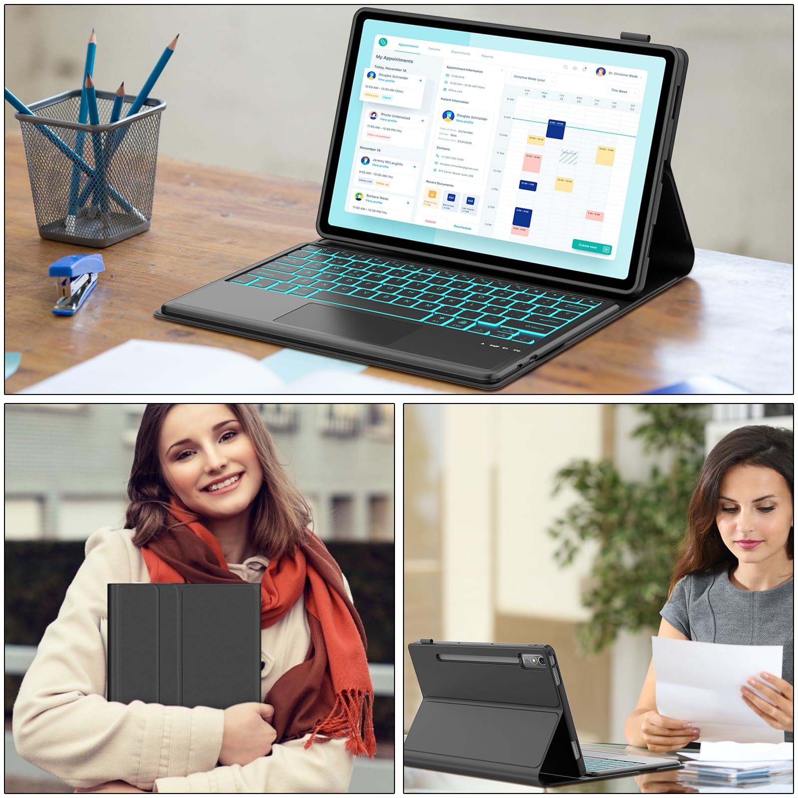 FOGARI Teclado con Touchpad para Honor Magic Pad 2 12.3" 2024 | Funda para Honor Magic Pad 2 con Español Ñ Teclado Retroiluminado Desmontable Inalámbrica para Honor Magic Pad 2 2024, Negro