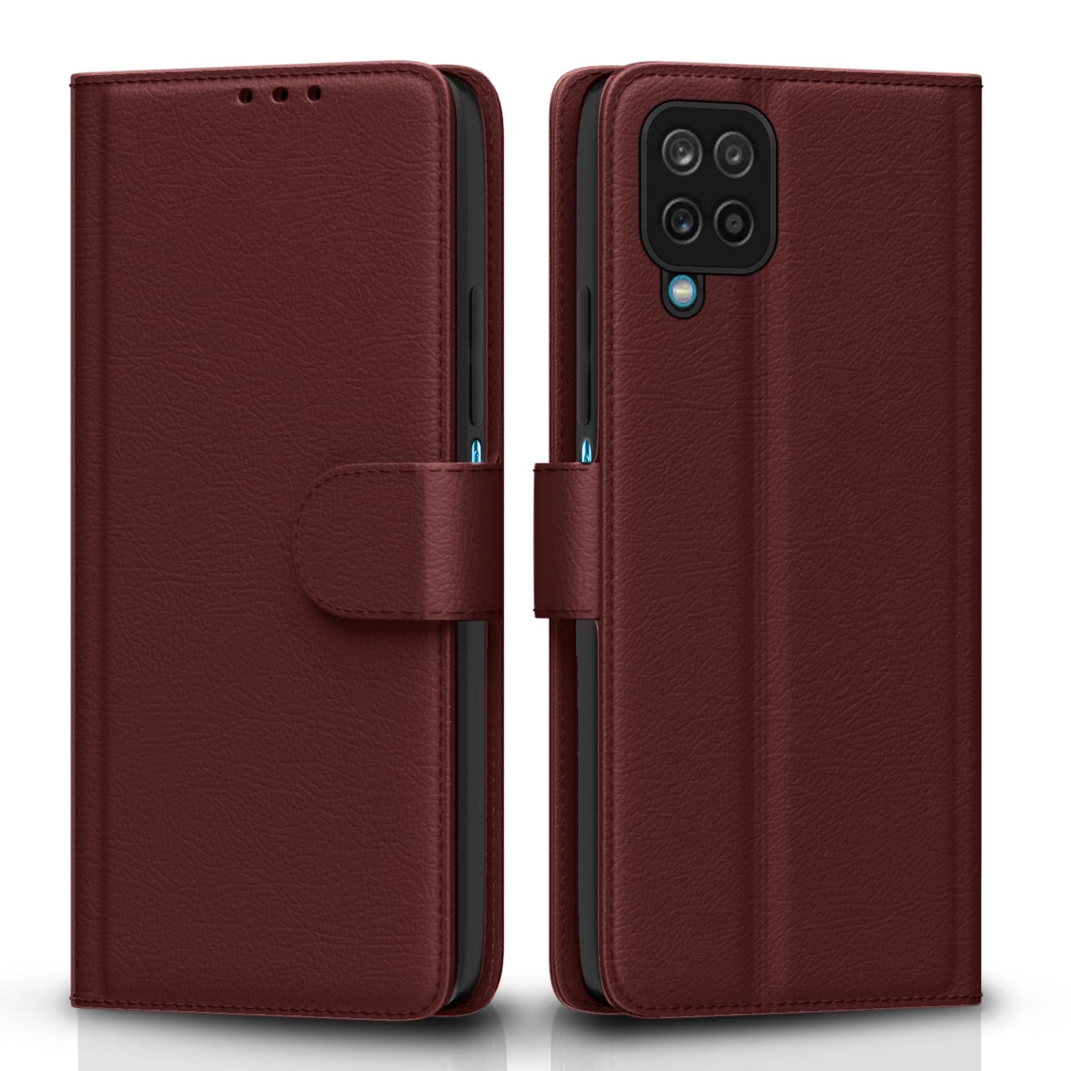 Pikkme Samsung Galaxy M32 4G / M32 Prime / F22 4G Flip Cover Leather Finish | Inside TPU with Card Pockets | Wallet Stand and Shock Proof | Magnetic Closing | Complete Protection Flip Case (Brown)