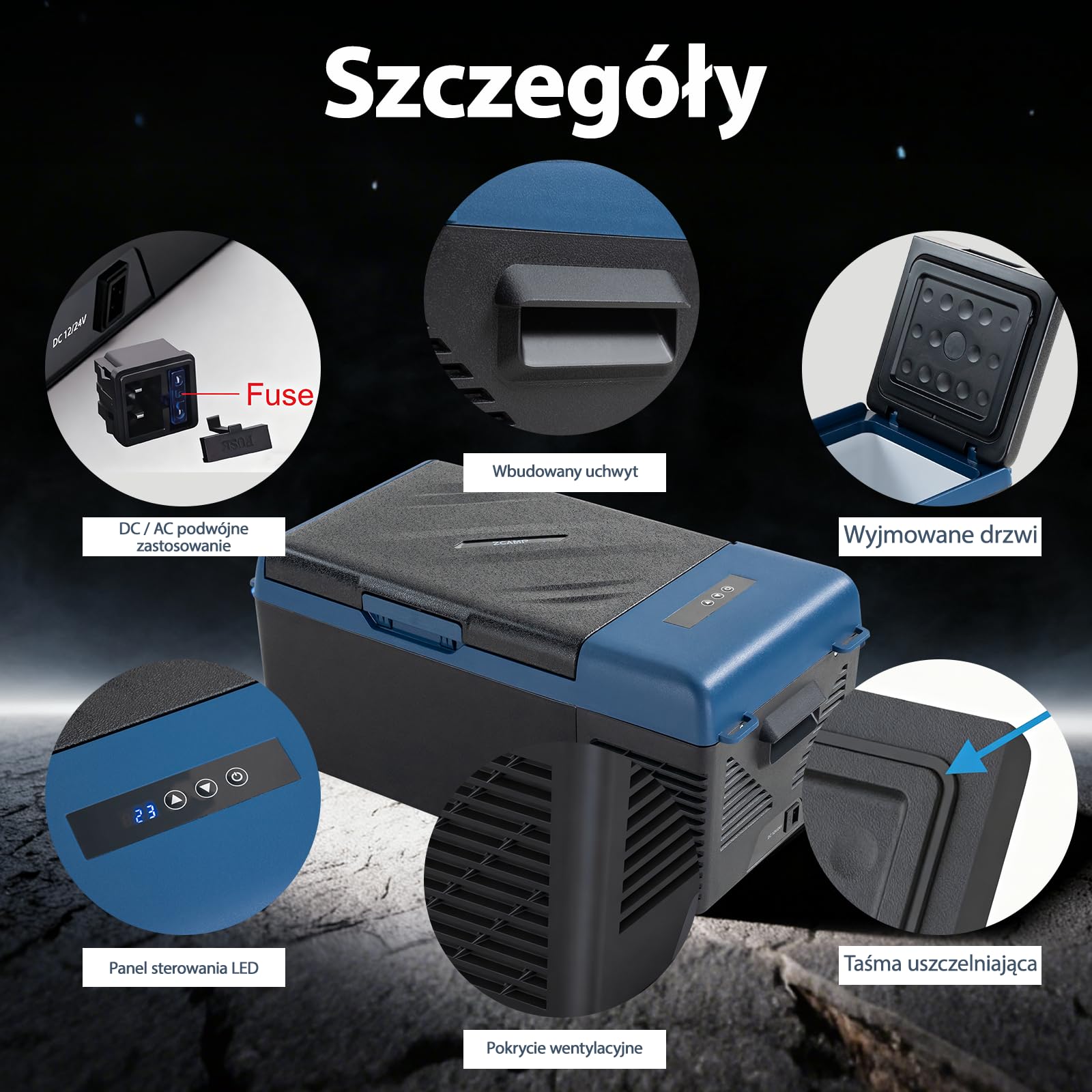 KI15 lodówka turystyczna 15L, mini lodówka kompresorowa, elektryczna, przenośna, lodówka turystyczna, zamrażarka 12/24V dla samochodów ciężarowych, łodzi, -20℃ do 20℃