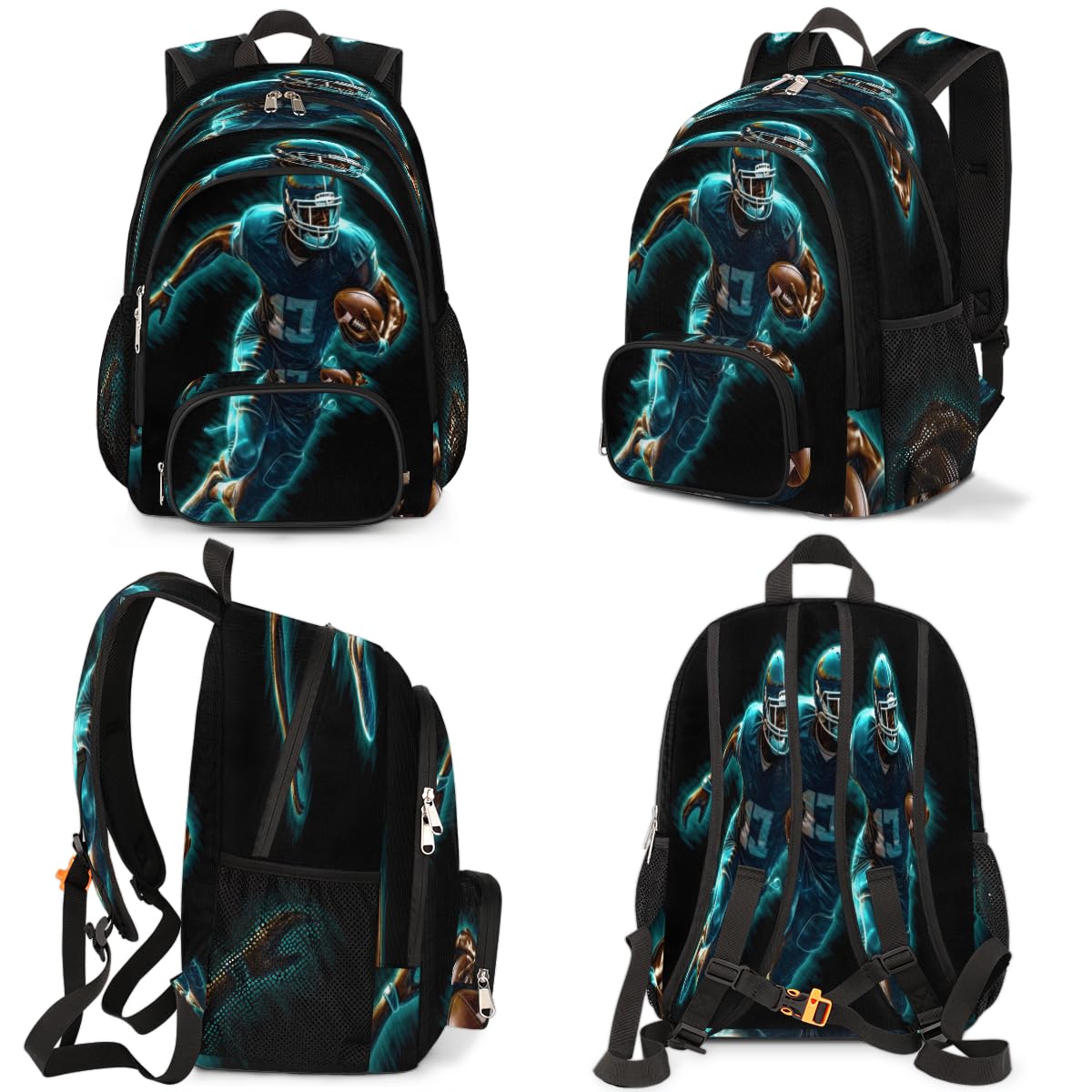 TropicalLife Plecak piłkarski 3D, wielofunkcyjny plecak dla dzieci, dziewcząt, chłopców, mężczyzn, kobiet, unisex, 18,4 l, plecak szkolny, torba na książki, na co dzień, na laptopa, torba na co dzień,