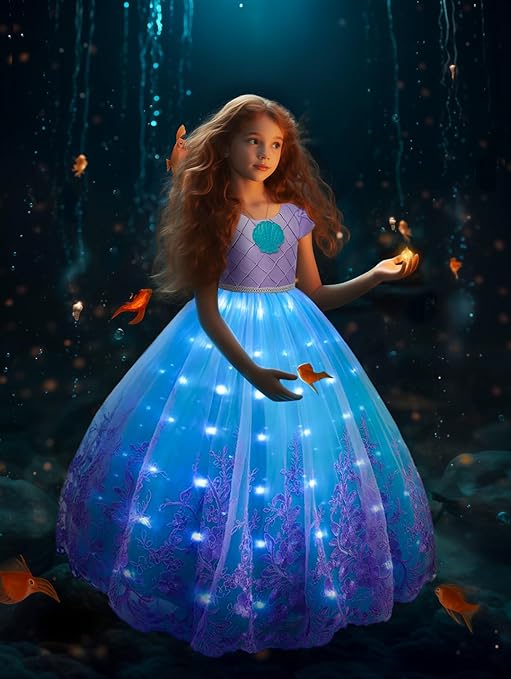 Princess Dresses for Girls - Light Up Princess Costume for Little Girls, Halloween Costumes Outfit for Kids Toddler
