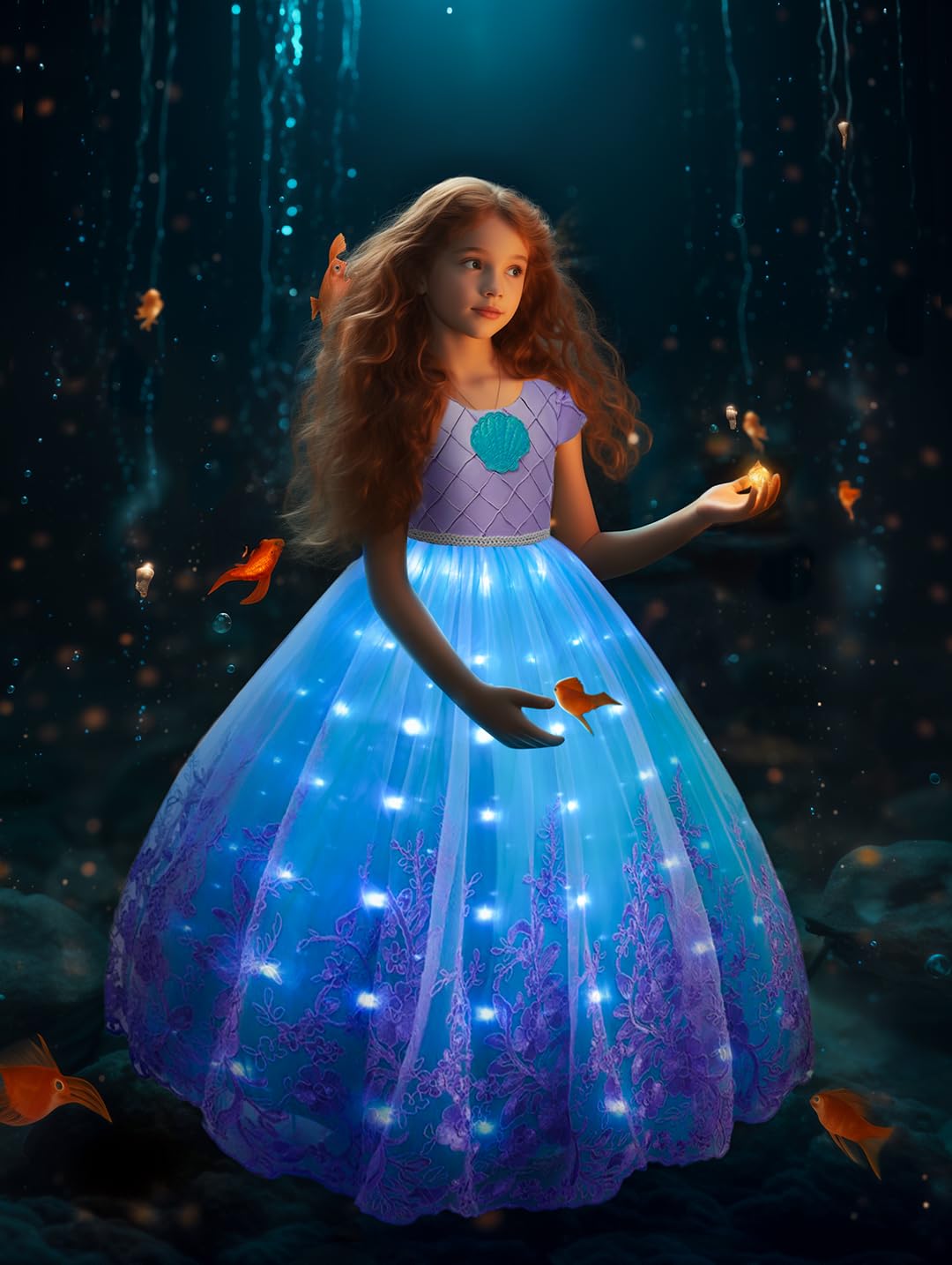 UPORPOR Princess Dresses for Girls - Light Up Princess Costume for Little Girls, Halloween Costumes Outfit for Kids Toddler