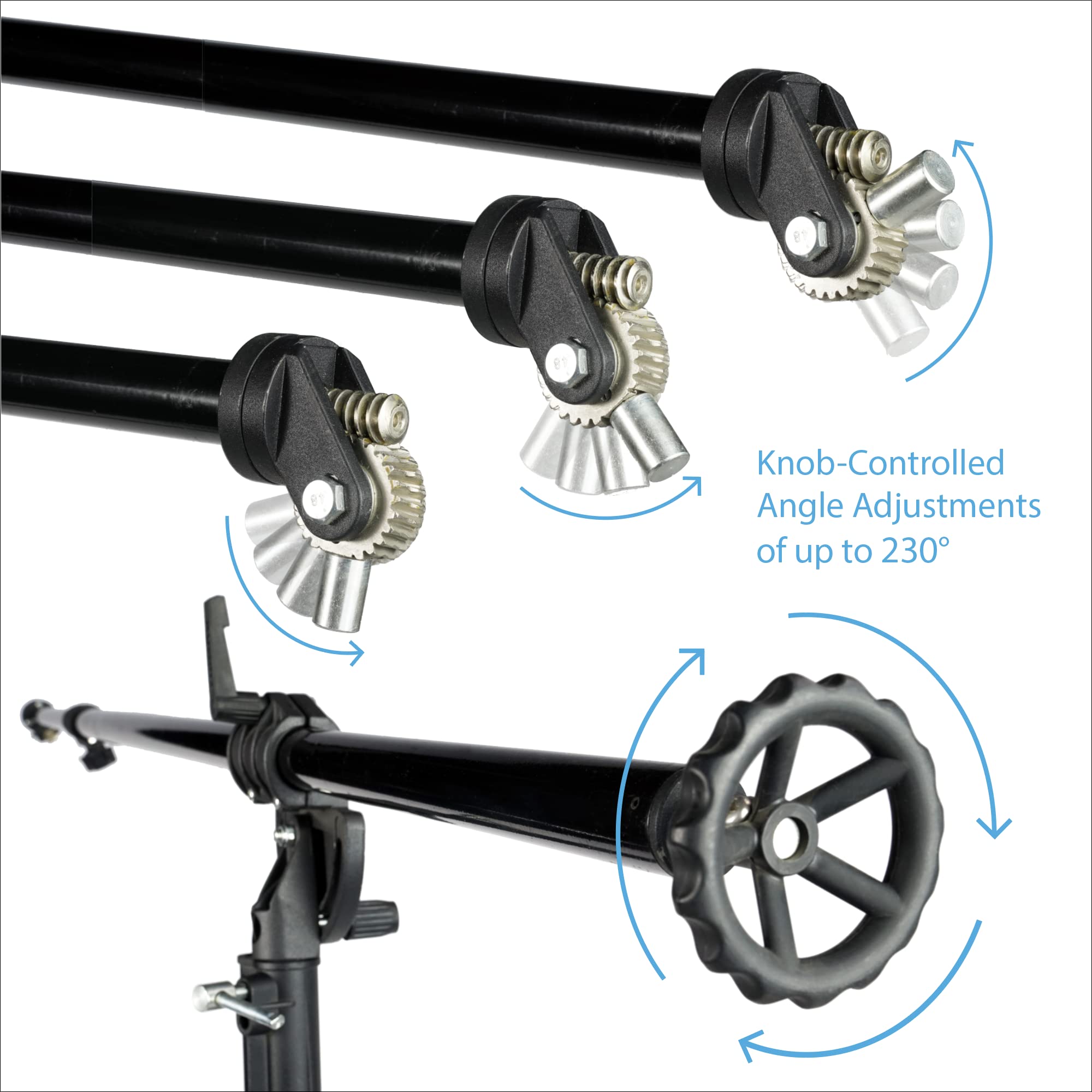 BRITEK Heavy Duty Mega Boom Light Stand Geared Telescopic Section - 8ft/243cm Boom, 7ft/213cm Light Stand - Knob for Angle Adjustment, Counterweight Bag Included - for Studio, Photography, Video