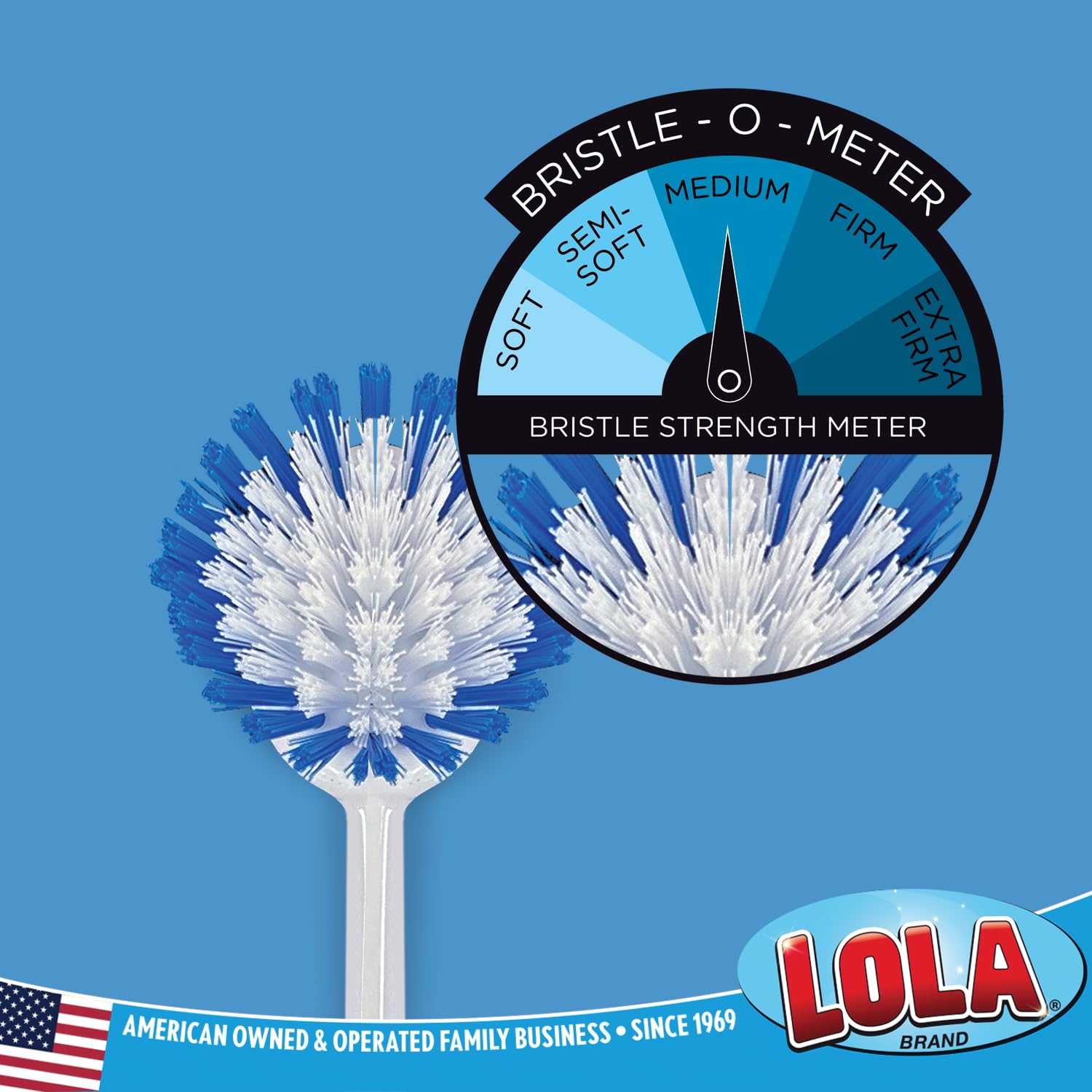 LOLA Cepillo de cocina, cerdas de fibra de poliéster, raspador de alimentos con punta de cerdas rígidas integrada, mango de agarre antideslizante cómodo, seguro para utensilios de cocina
