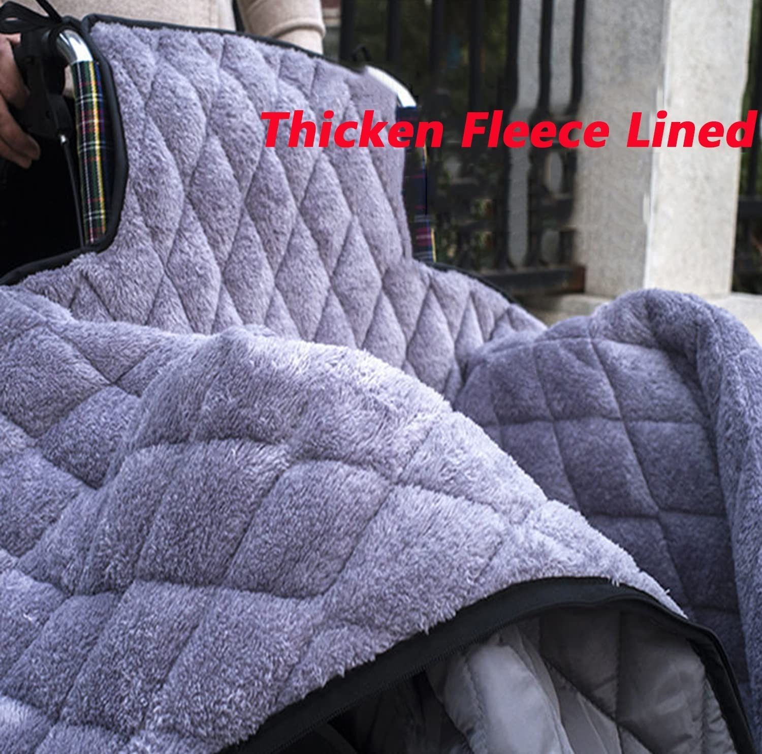 LIEOWYD Winter Thicken Wheelchair Warmer Blanket, Windproof Fleece Lined Cozy Leg Cover with Zipper for Leg Lower Body Warm for Elderly Patients and Disabled