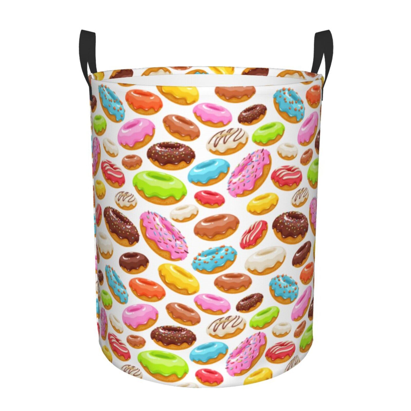 Laundry Basket Colorful Donuts Laundry Hamper Waterproof Idea Hampers Large Collapsible Baskets with Handle Suitable for Bedroom Bathroom Utility Room Kitchen