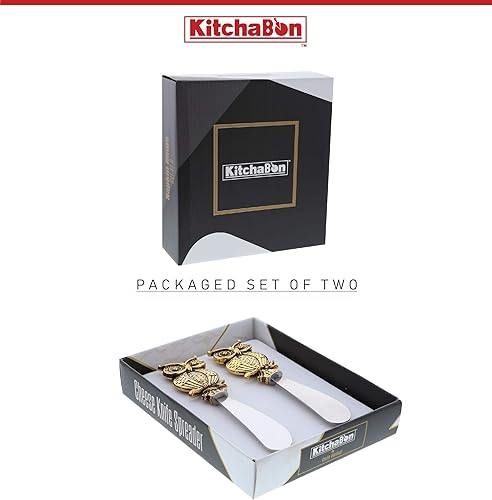 Miniatura 4 de Esparcidor de queso y salsa de acero inoxidable dorado, condimentos y mantequilla para aperitivos, esparcidores de queso de metal, juego de 2 a 4.55