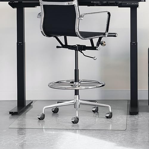 Miniatura 7 de Alfombrilla de vidrio templado para silla de corte personalizado  Tapete de vidrio transparente de 14 pulgadas de grosor con borde plano  Protege el