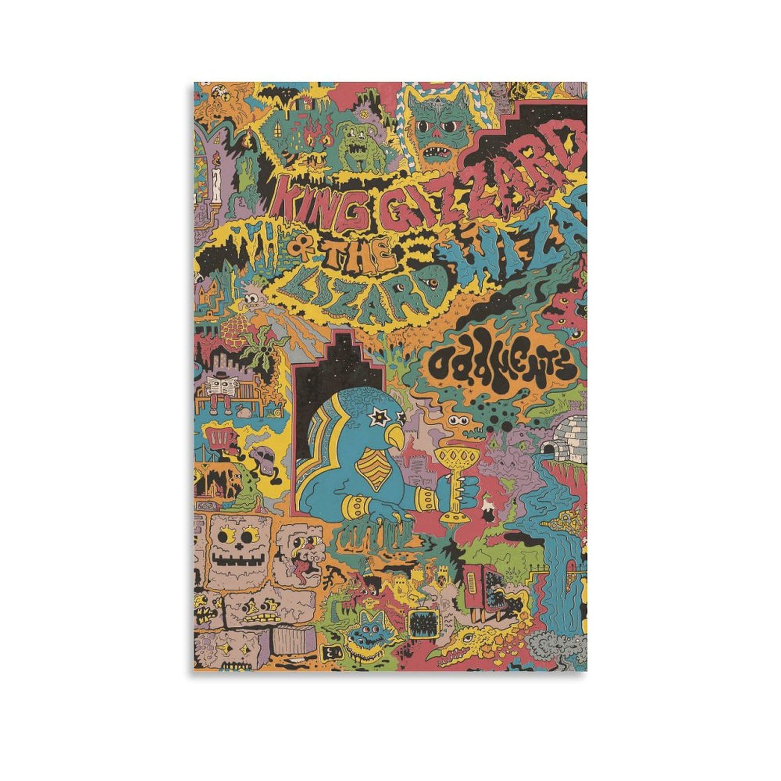 PEIXEN King Gizzard The Lizard Wizard 2018 Oddments Album Cover Canvas Posters for Room Aesthetic Gift 12x18inch(30x45cm)