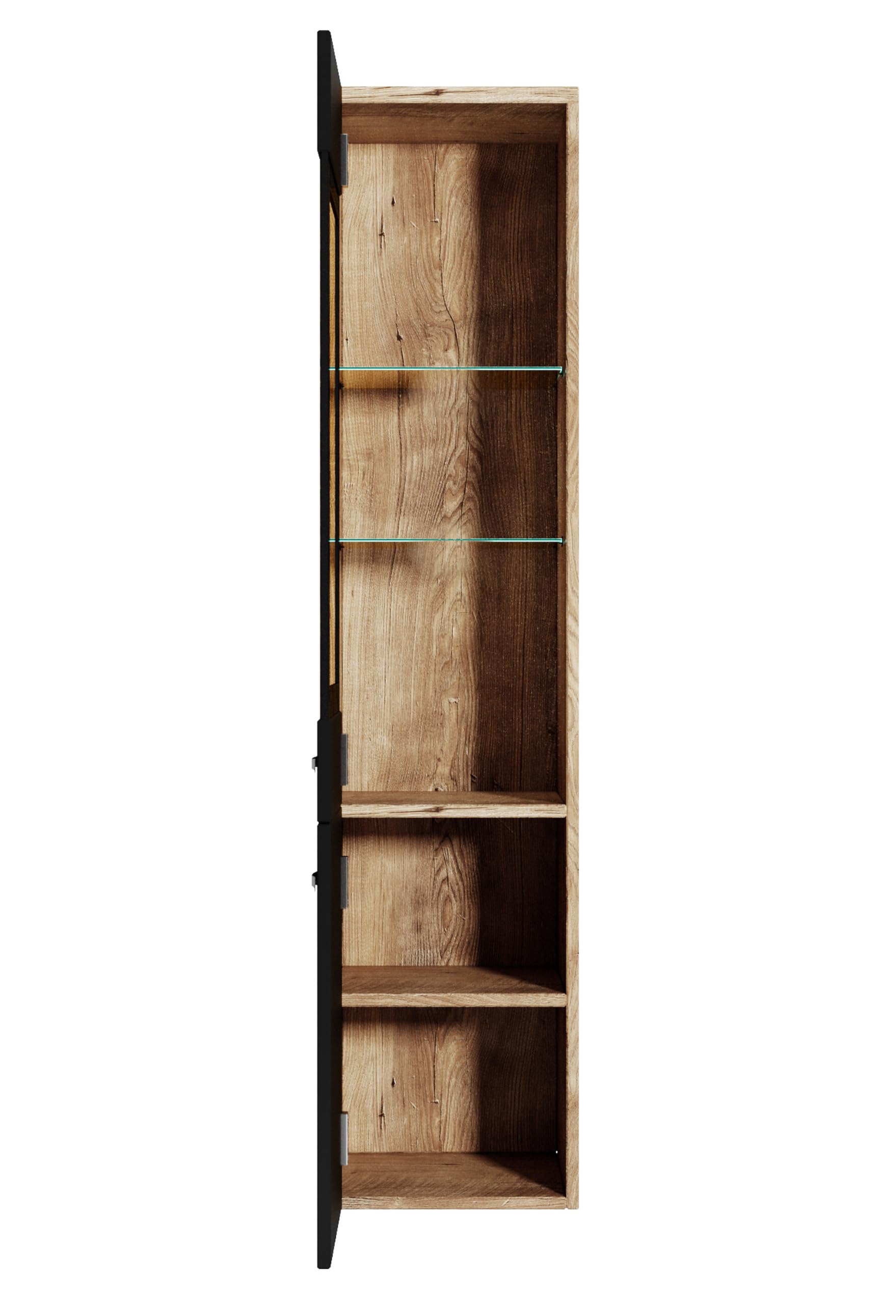 Badplaats B.V. Armoire de Rangement de Rio Hauteur 131cm Chêne châtaignier avec Noir - Meuble de Rangement Haut Placard Armoire Colonne