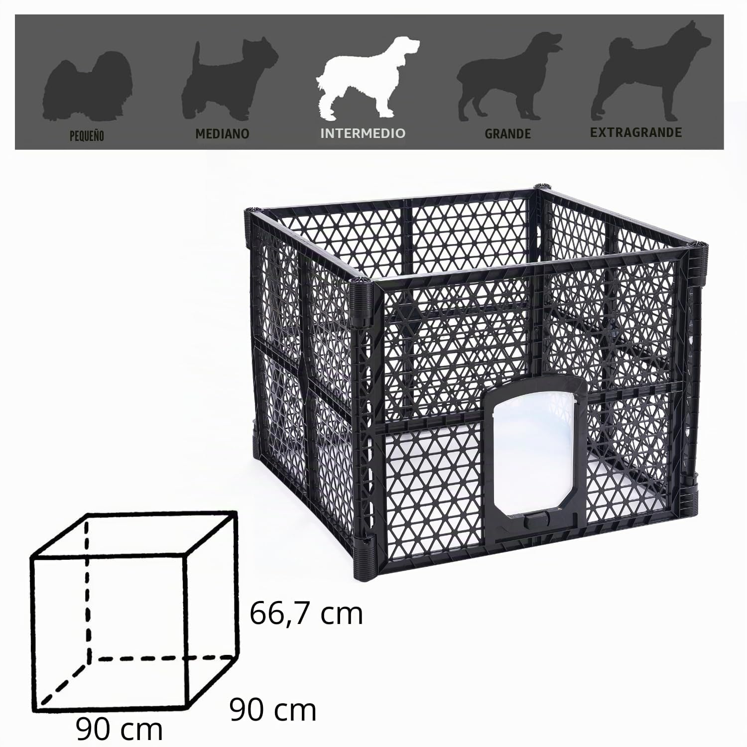 Lanco - Parque de 4 Paneles de Plástico con Puerta. Facil Montaje y Traslado. Resistente. para Interiores y Exteriores. Medidas: 4 Paneles de 90 x 90 x 67 cm.
