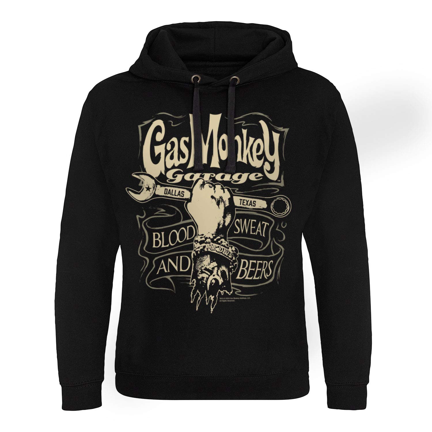 Gas Monkey GarageOfficially Licensed Gas Monkey Garage Wrench Label Epic Hoodie (Black), Medium