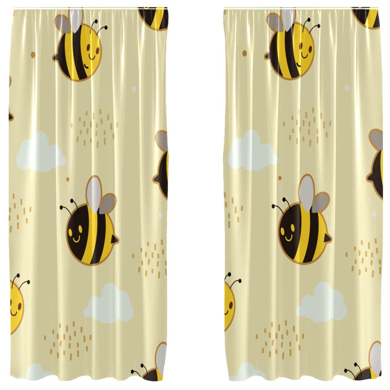 Rideau abeille jaune imprimé champêtre 139,7 x 213,4 cm