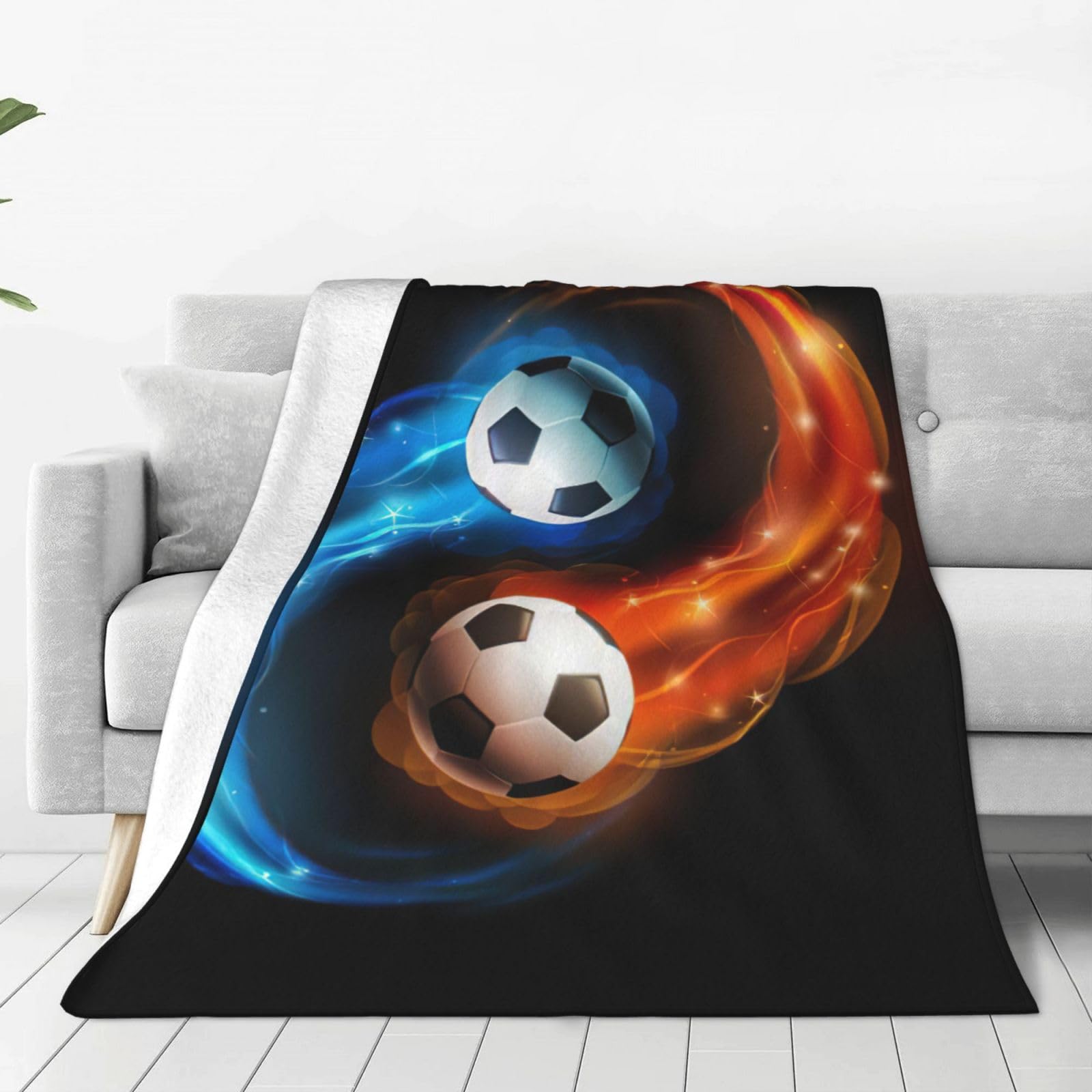 Couverture polaire football chaude pour soirées match sur le canapé