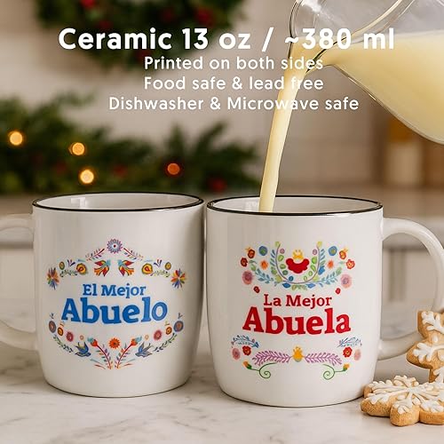 Miniatura 9 de Triple Gifffted Regalos para abuelos, tazas de café La Mejor Abuela y Abuelo en español, Latino Best Grandma and Grandpa, Regalo Dia Birthday and