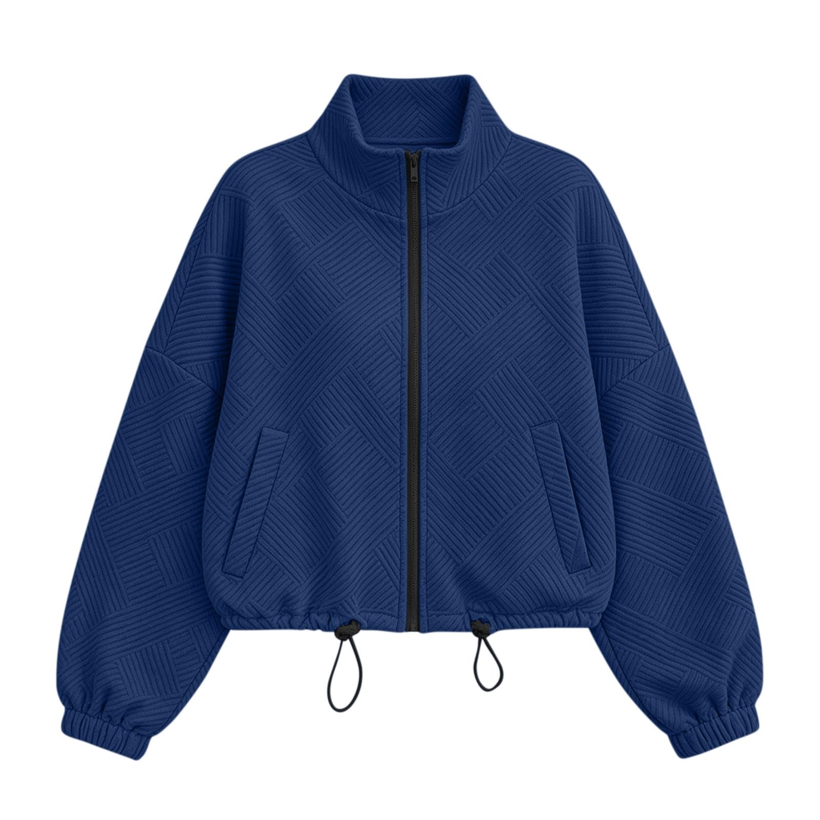 Übergangsjacke Damen Stehkragen Reißverschluss Taschen Langarm Einfarbig