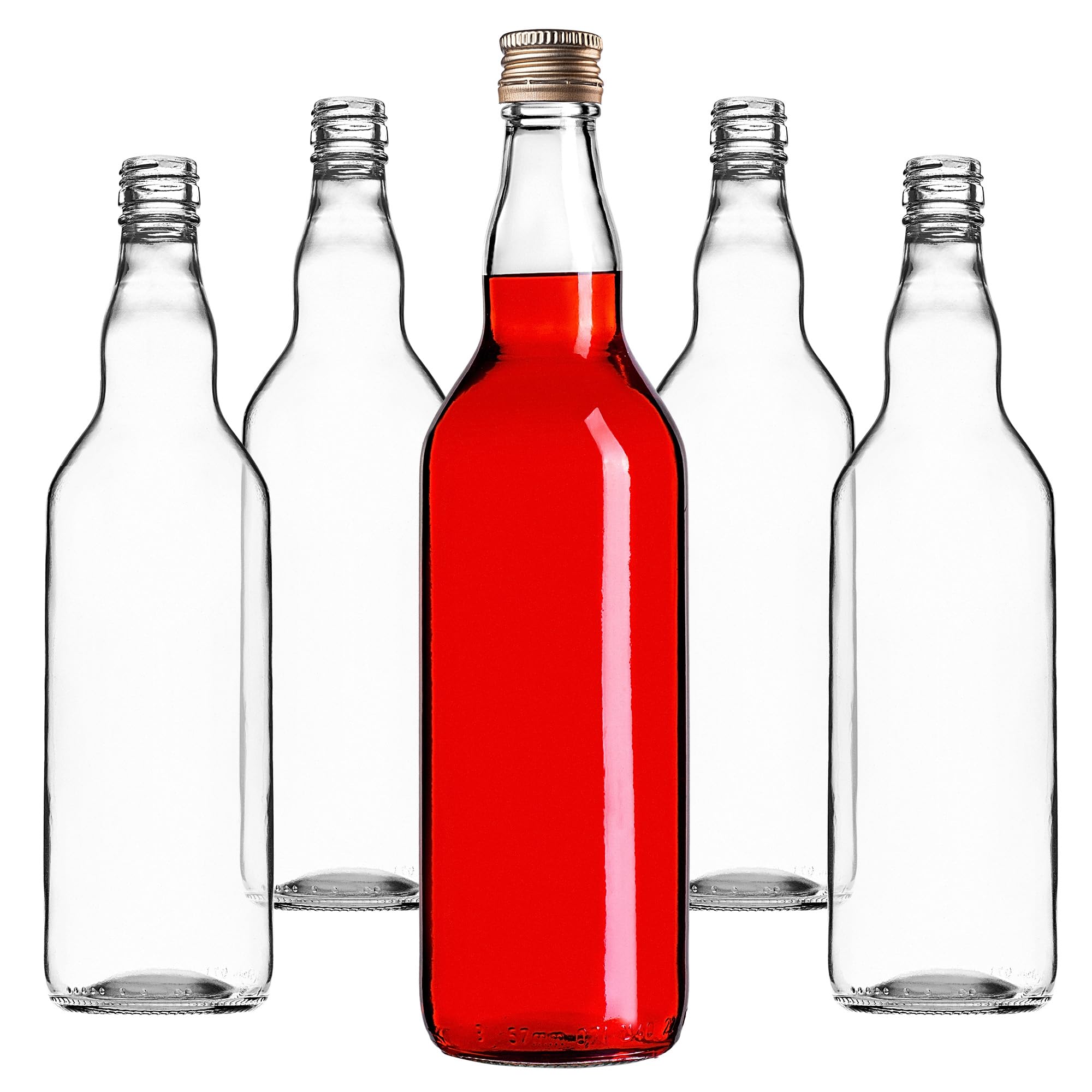 KADAX Botellas de vidrio para llenar, 700 ml, 40 unidades, botellas de licor vacías con tapón de rosca, botellas de licor, botellas de enebro (oro)