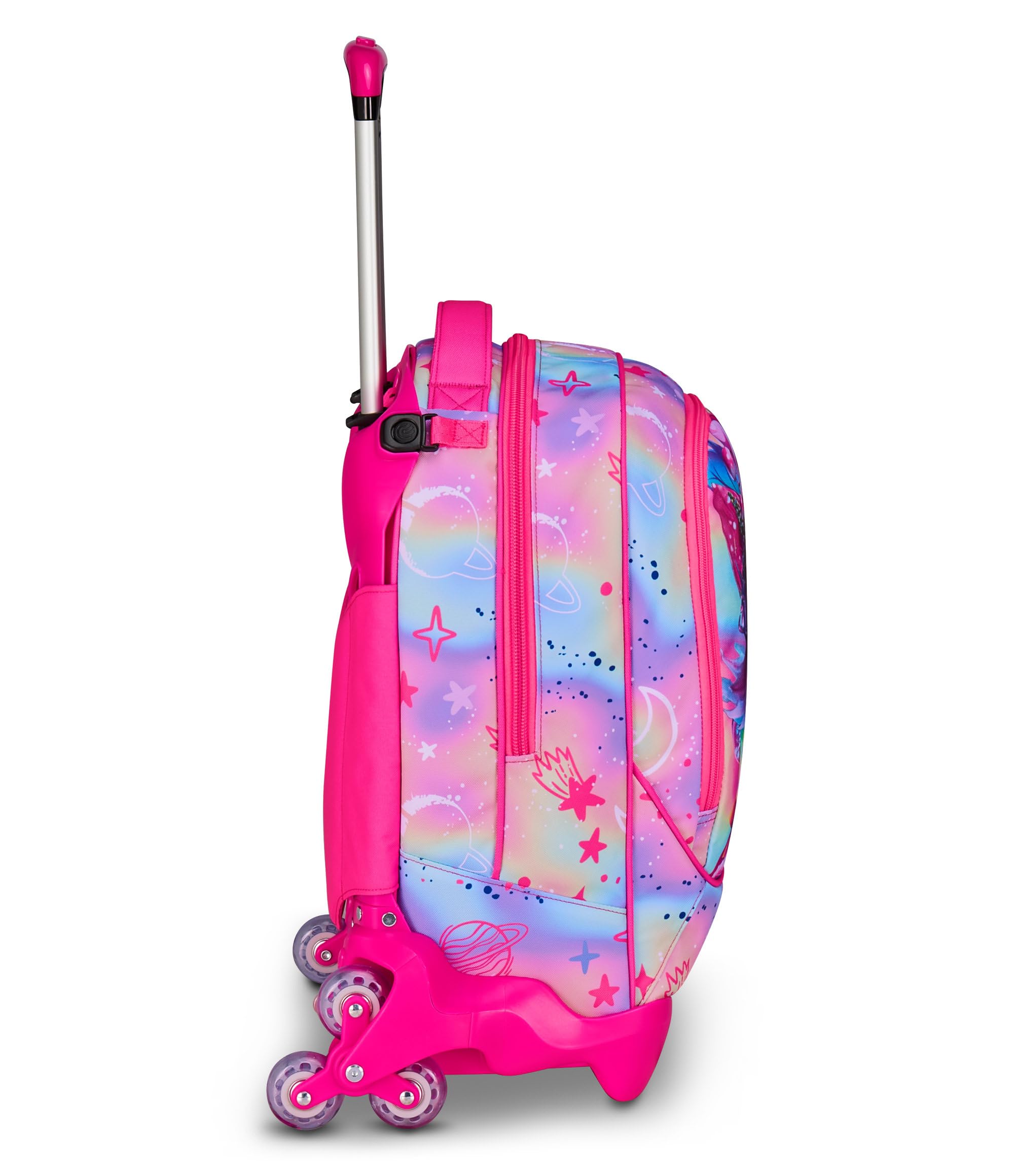 SJ GANG STYLE JAM GANG Trolley Scuola Jack 3 Ruote Cat Led, Fucsia, 3 in 1, Zaino Triplo Uso con Carrello Sganciabile, 33 L, Zaino Scuola Elementare, Zaino Bambina