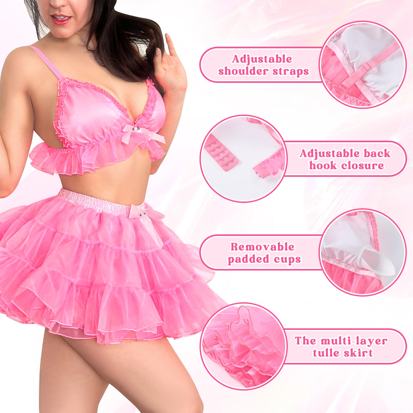 LittleForBig Set di lingerie con tutù ballerina con volant e gonna