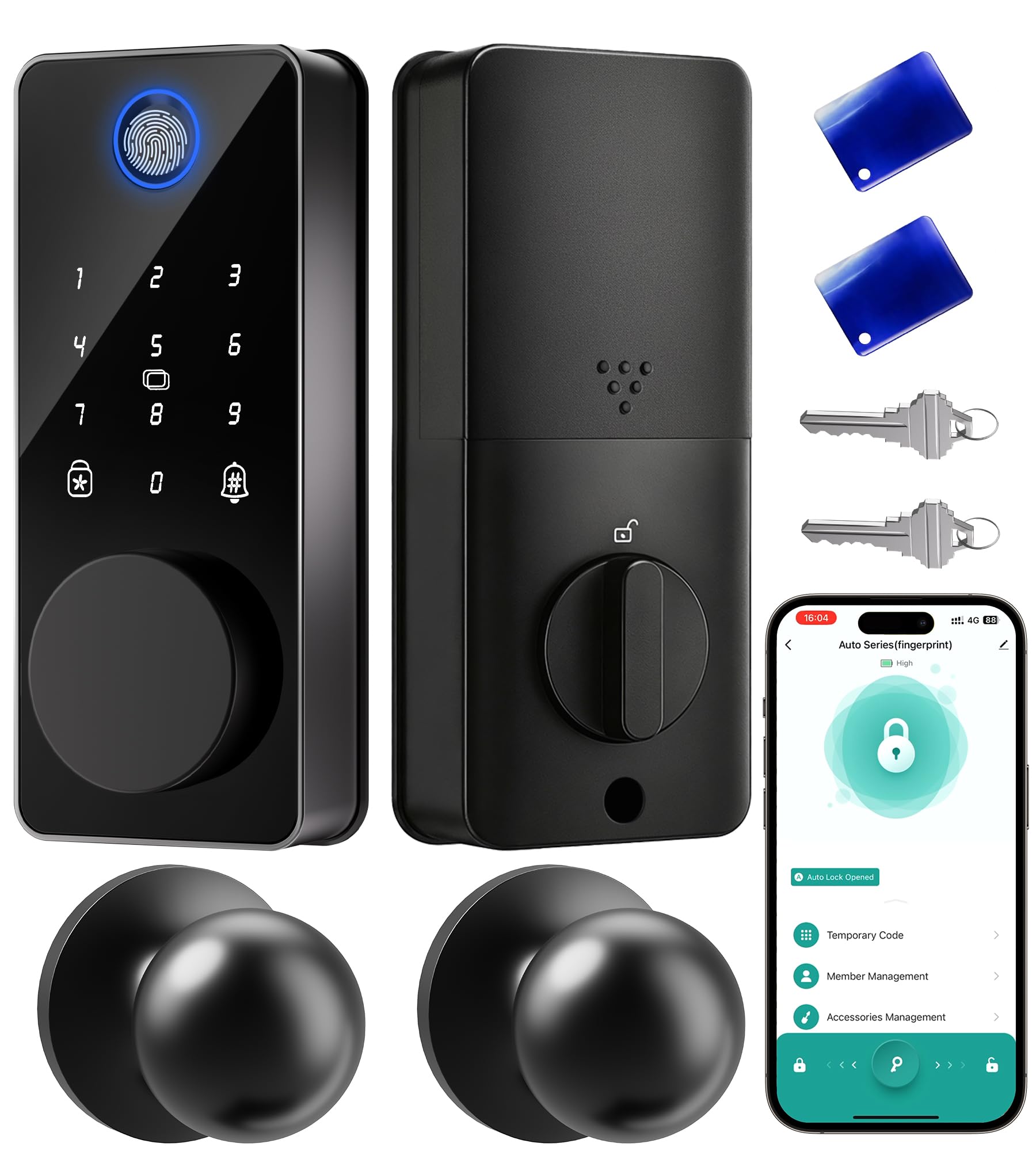 Serrure intelligente pour porte d'entrée avec poignée ronde