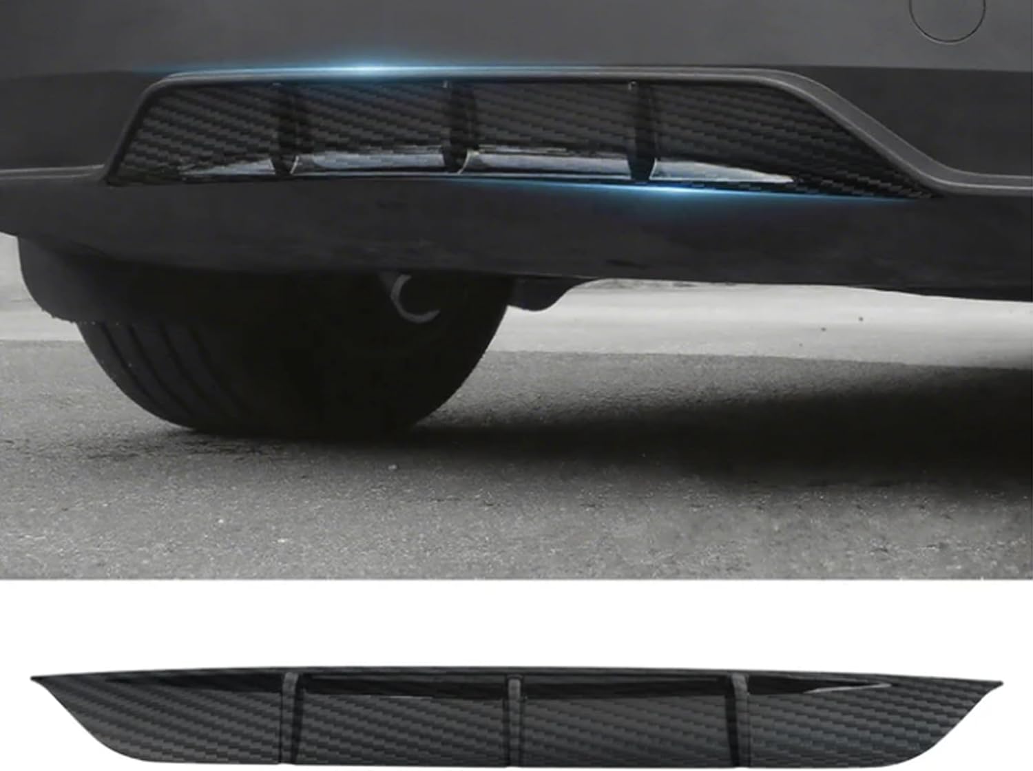 Rear Diffuser for Telsa Model Y Juniper 2025 2026 Launch Series Accessories ABS Rear Bumper Molding Protector Lip Trunk Decoration Auto Parts Body Kit (Glossy Carbon Fiber)