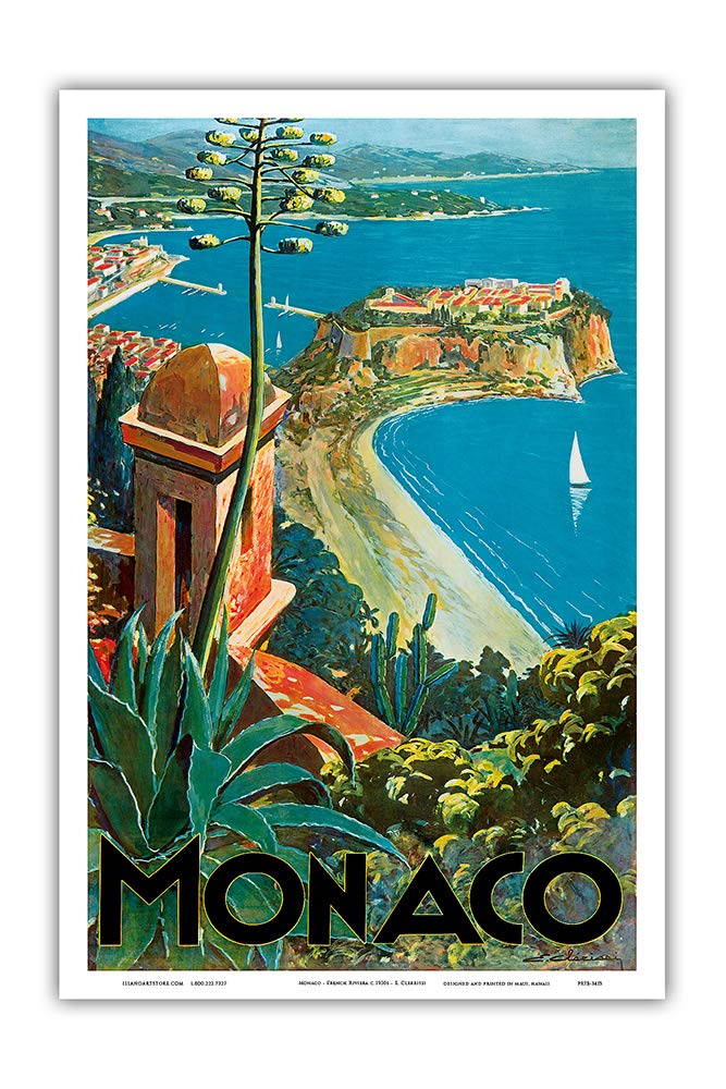 Pacifica Island ArtMonaco - Monte Carlo, French Riviera - Vintage Travel Poster by E. Clérissi c.1930s - Master Print 12in x 18in