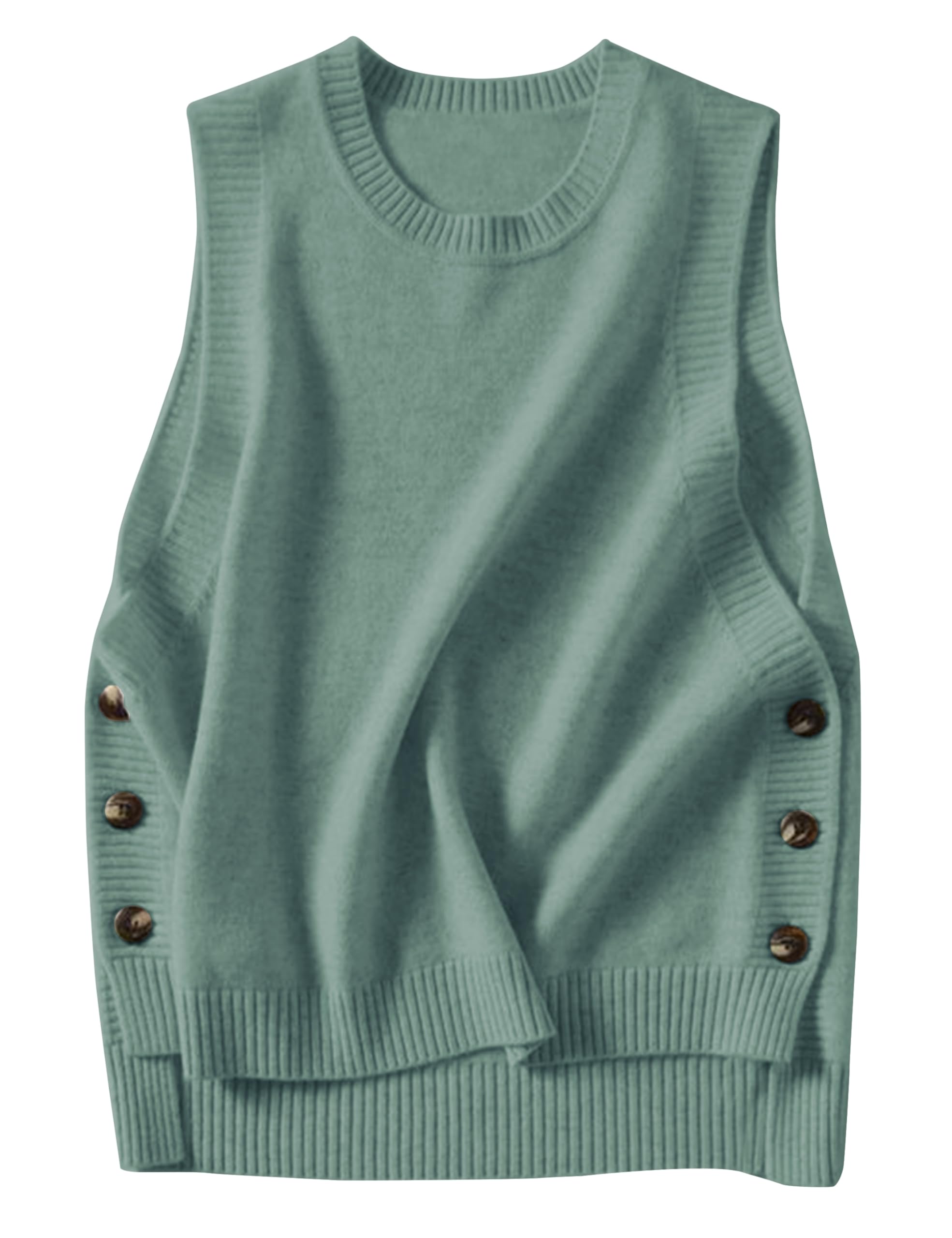 Wanzetaly Womens Sleeveless Sweater Vest Loose Round Neck Ribbed Knit 2025 Spring Trendy top