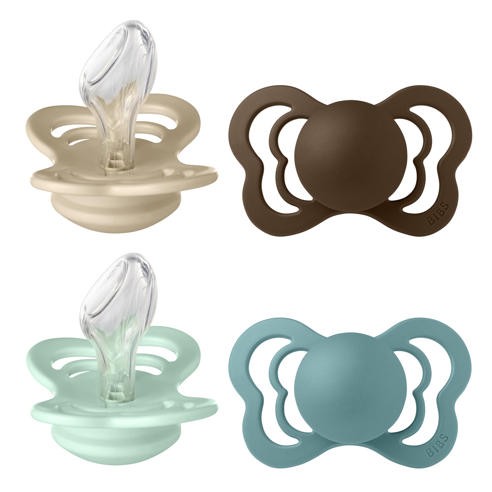 BIBS Couture Schnuller 4er-Pack, BPA-frei, Kiefergerechte Form. Silikon, Hergestellt in Dänemark, Größe 2 (6-18 Monate), Vanilla Mix