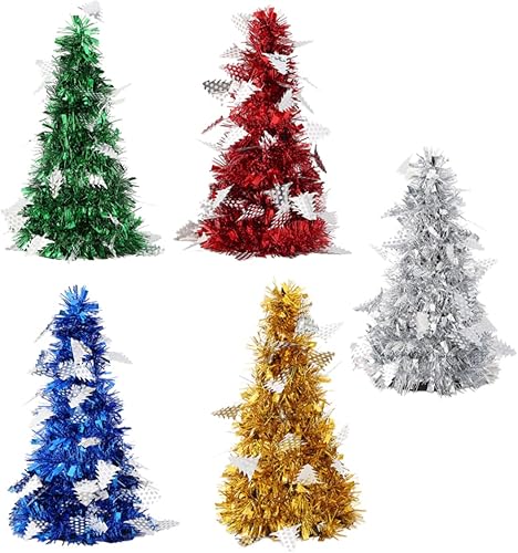 Miniatura 9 de Árbol de Navidad metálico, 5 piezas, árbol de cedro artificial, centros de mesa, árboles de sisal, árbol de Navidad en miniatura, escritorio,